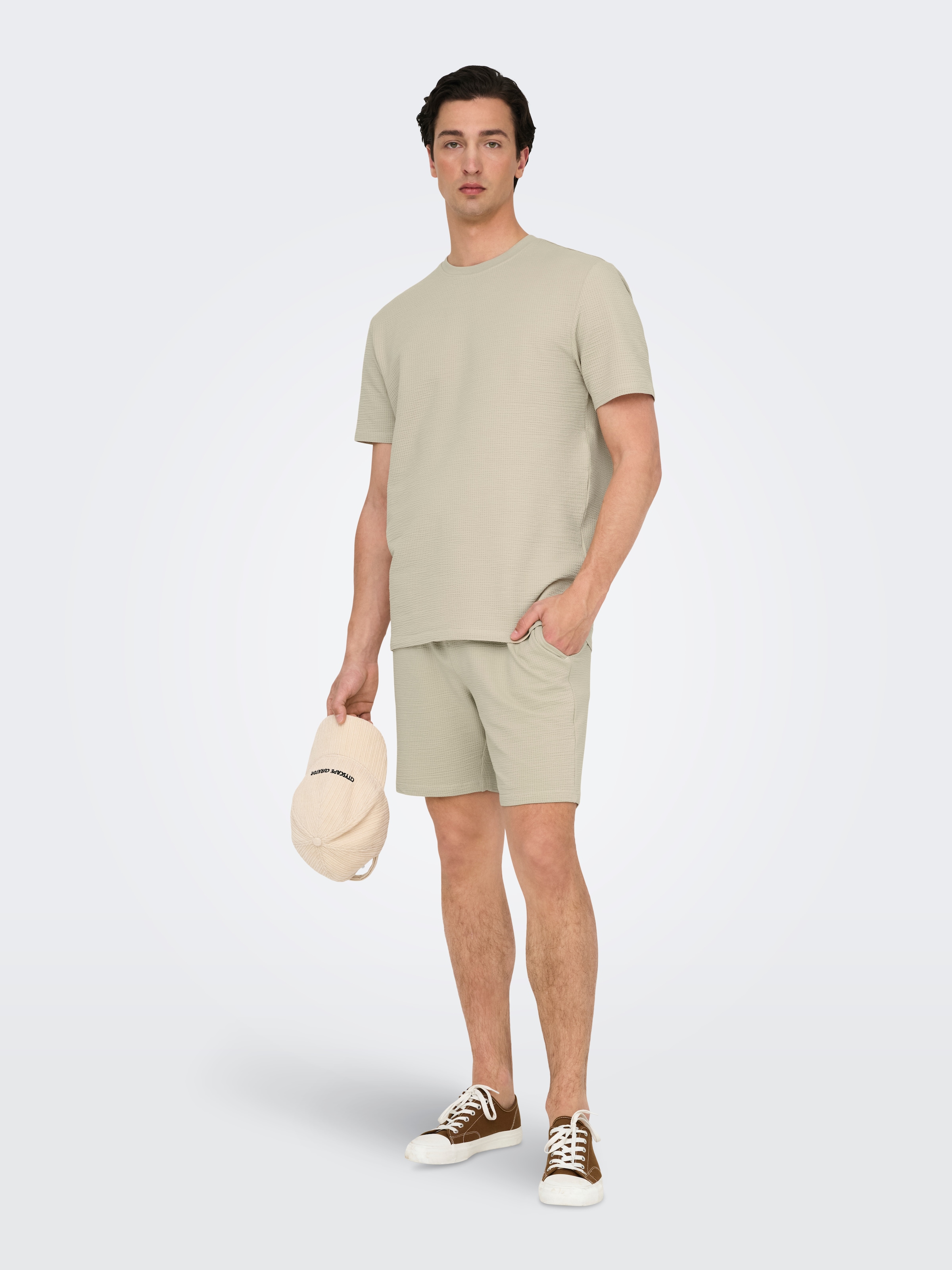 ONLY & SONS Rundhalsshirt »ONSKIAN LIFE REG SEERSUCKER SS TEE NOOS«