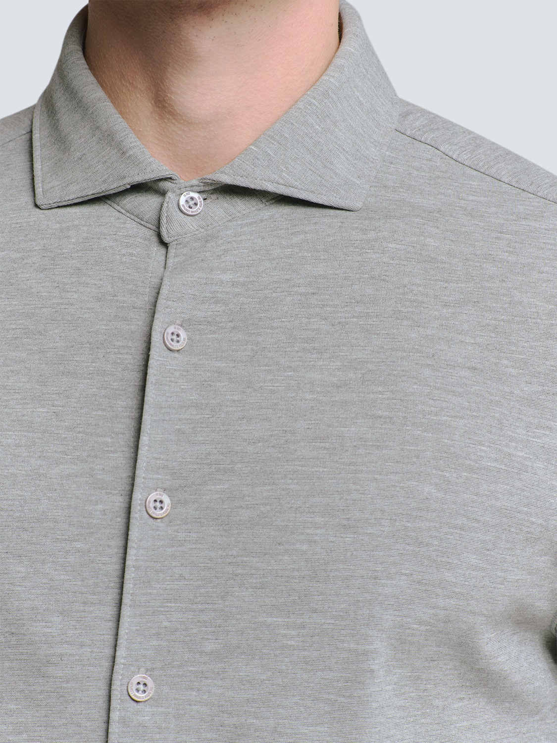 NO EXCESS Langarmhemd »No Excess Jersey Stretch Mélange Hemd«