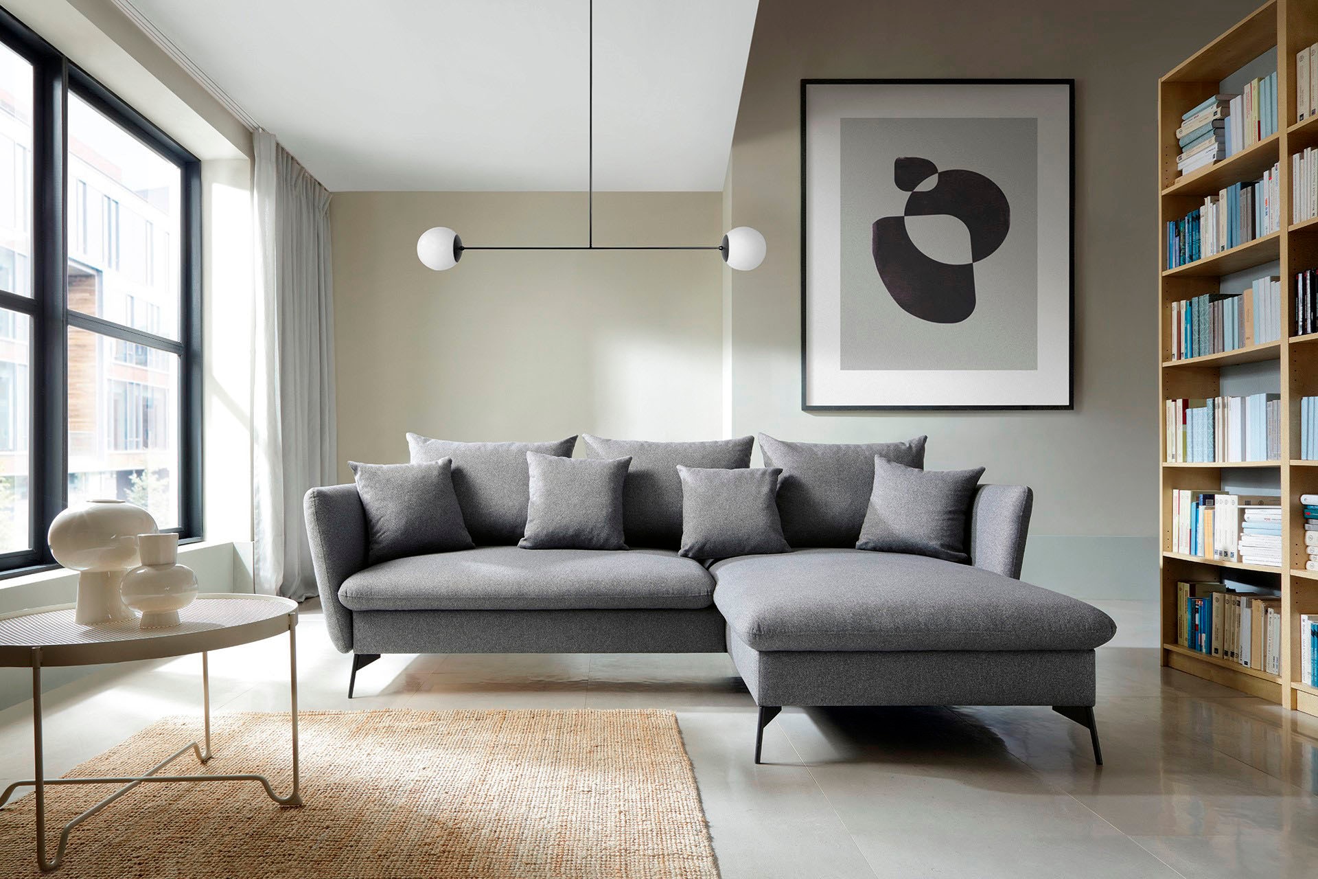andas Ecksofa »LIVORNO,258 cm, L-Form,«, Schlaffunktion u. Bettkasten (139/224cm), Samt, Struktur, Webstoff