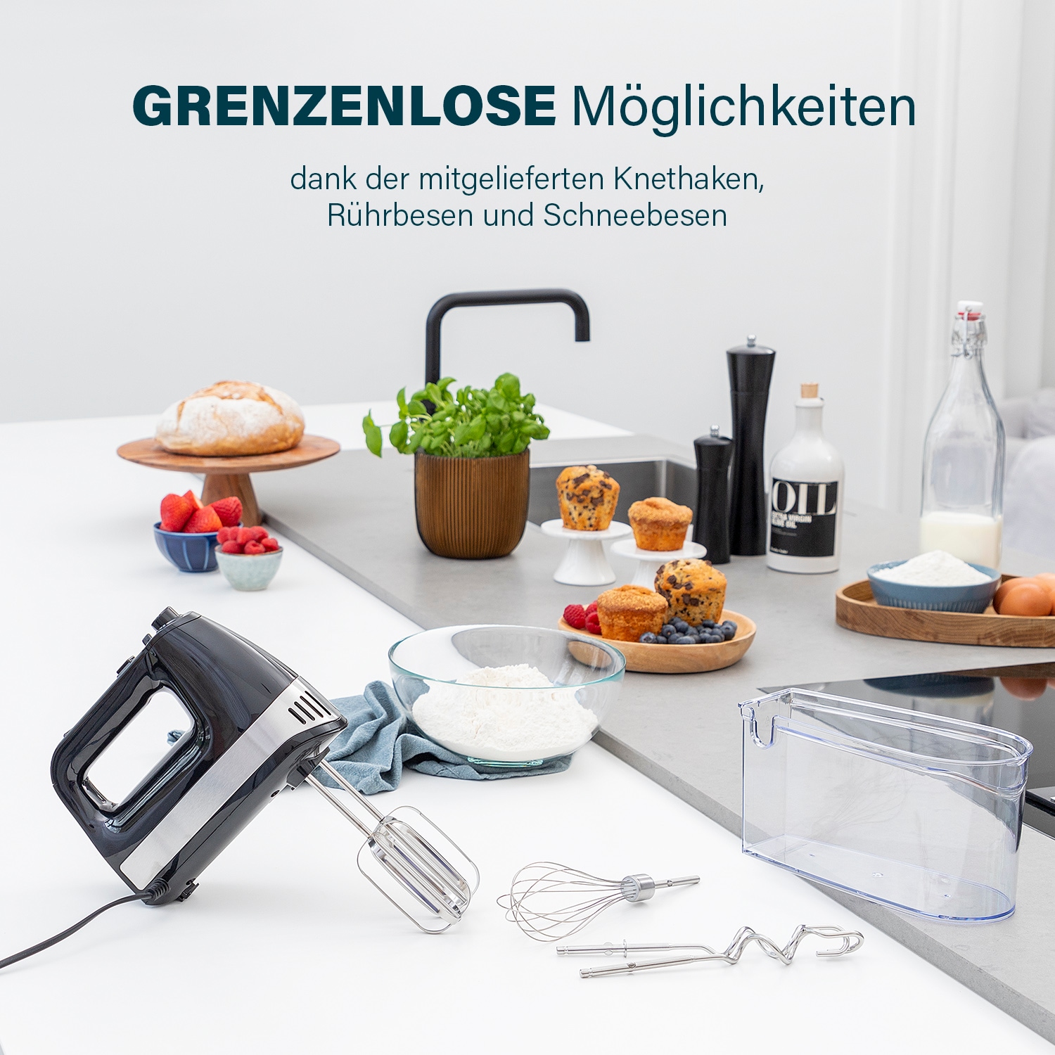 PRINCESS Handmixer »222206 Power 500«, 500 W, leistungsstarker Motor - Aufbewahrungsbox