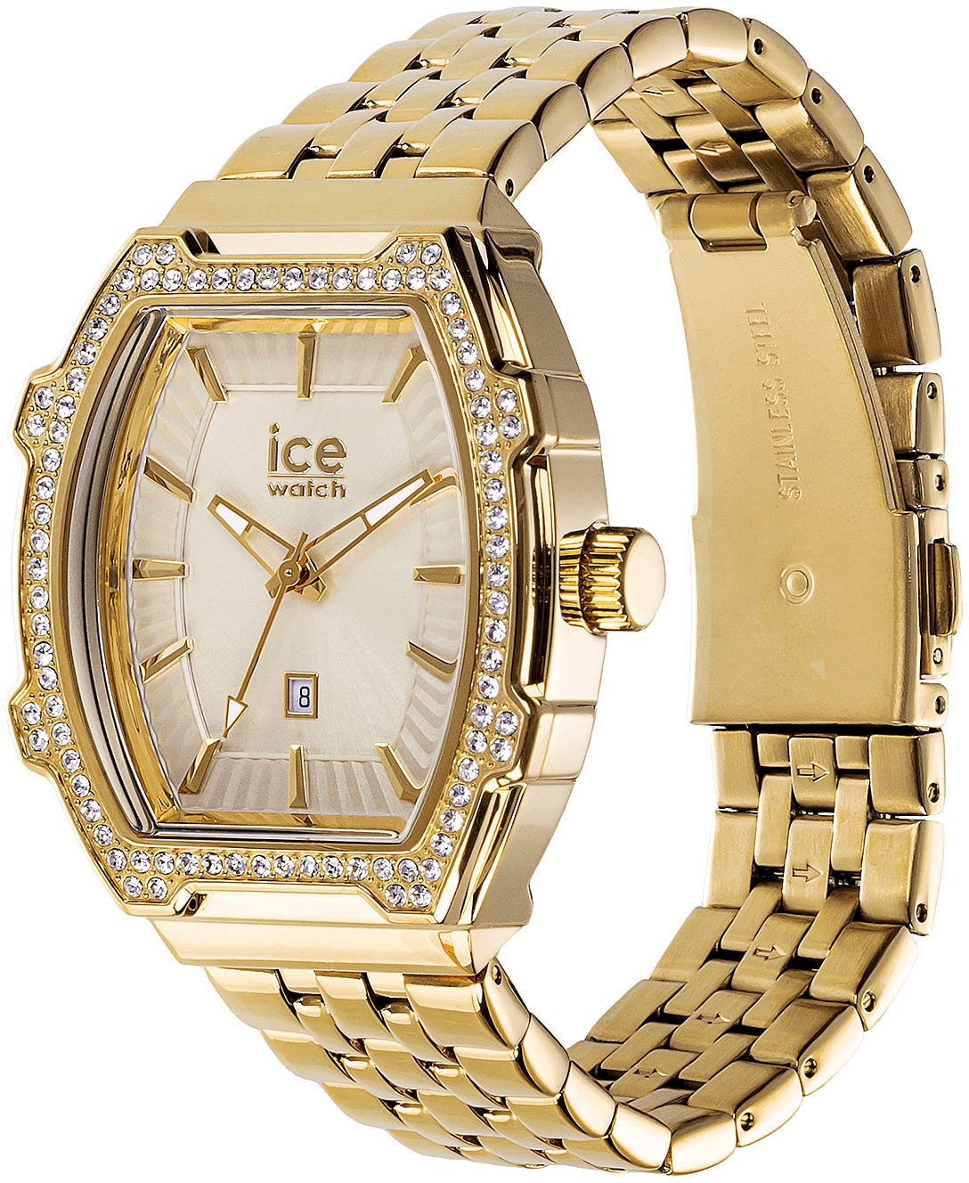 ice-watch Quarzuhr »ICE boliday - Full steel shiny - Small - 3H + Date«, Armbanduhr, Damenuhr, Edelstahlarmband, Datum, analog