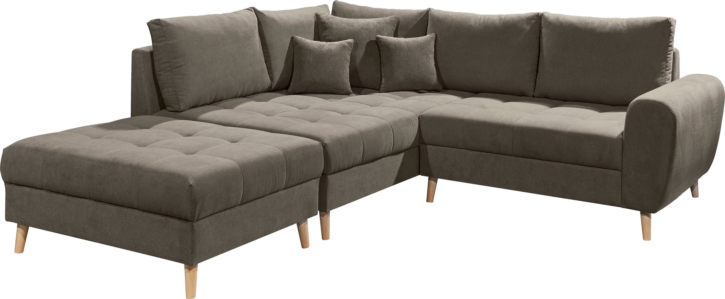 ED EXCITING DESIGN Ecksofa »Alice L-Form«, (Set), mit Hocker & 3 Zierkissen