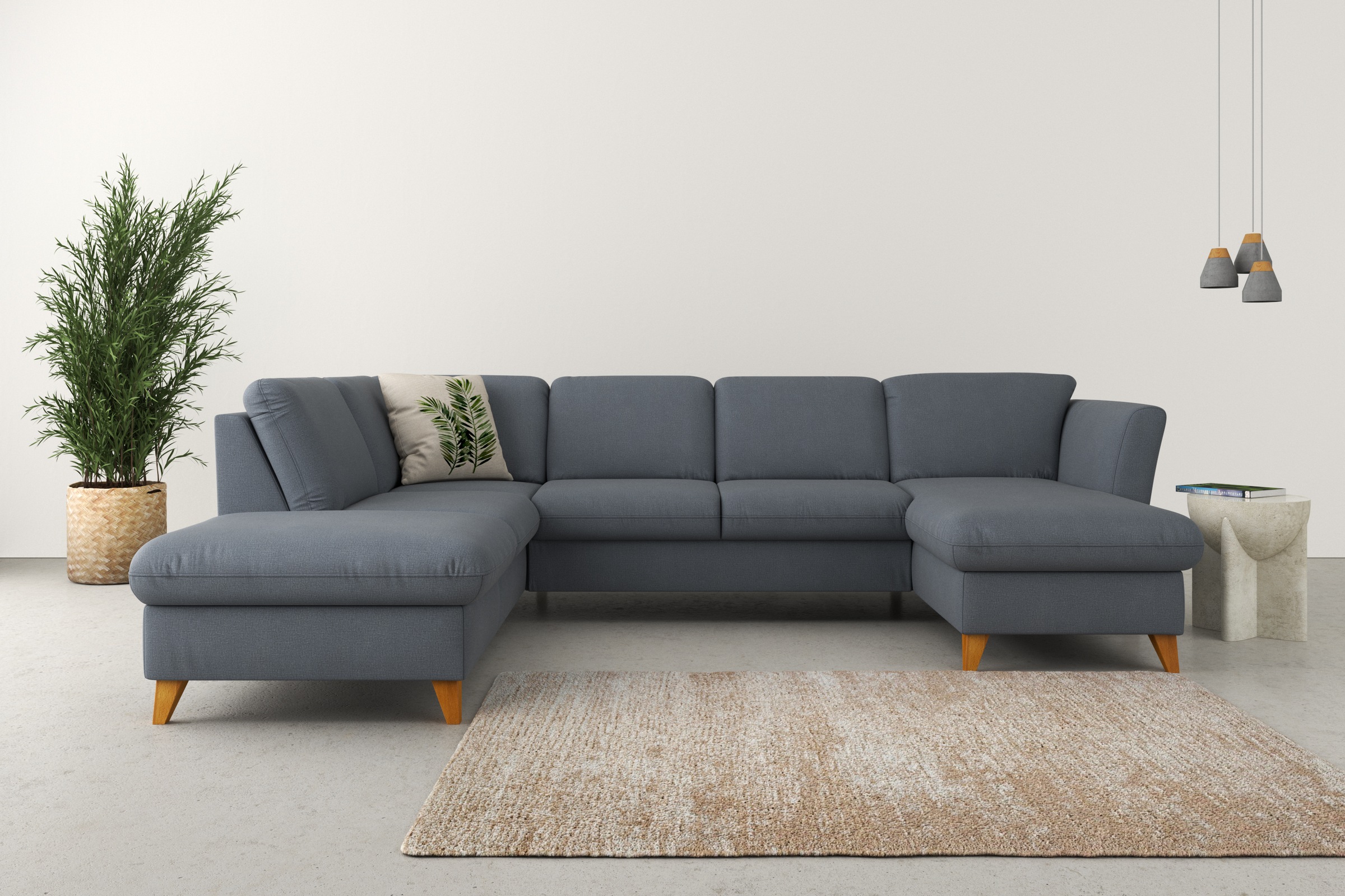 Home affaire Wohnlandschaft »Trelleborg U-Form«, Federkern-Polsterung, wahlweise mit Bettfunktion und Stauraum