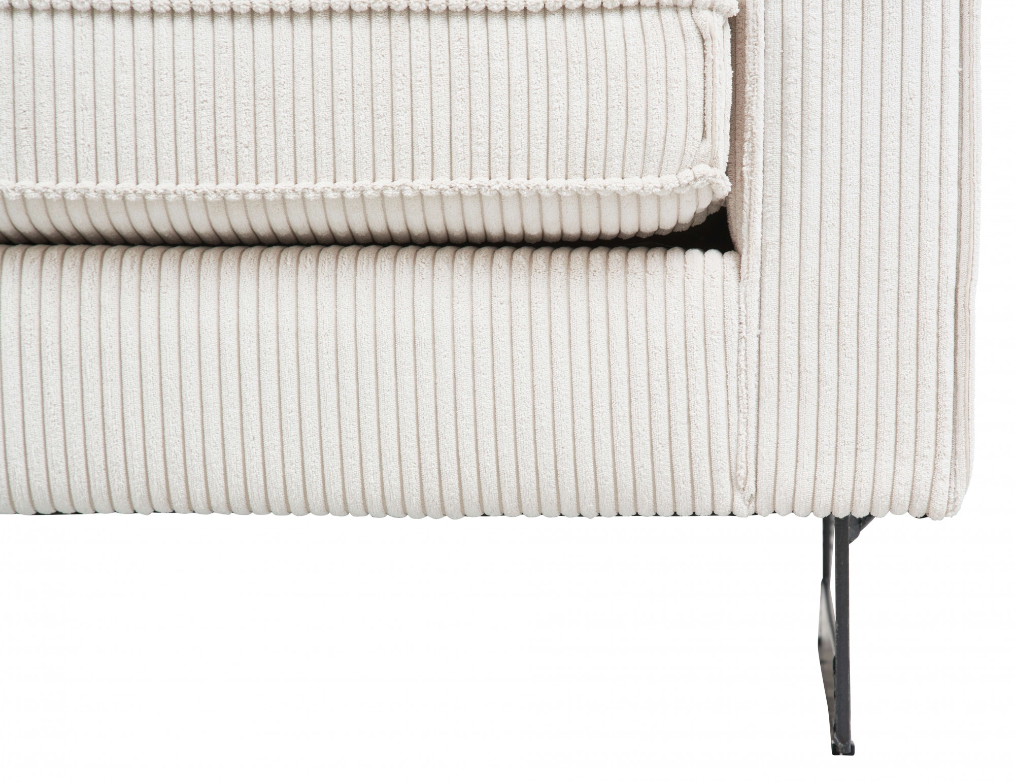 Places of Style Ecksofa »Pinto, 290 cm, Cord, Chenille, Lederoptik, Ottomane links / rechts«, mit Keder, schwarze Metallfüße, Wellenunterfederung