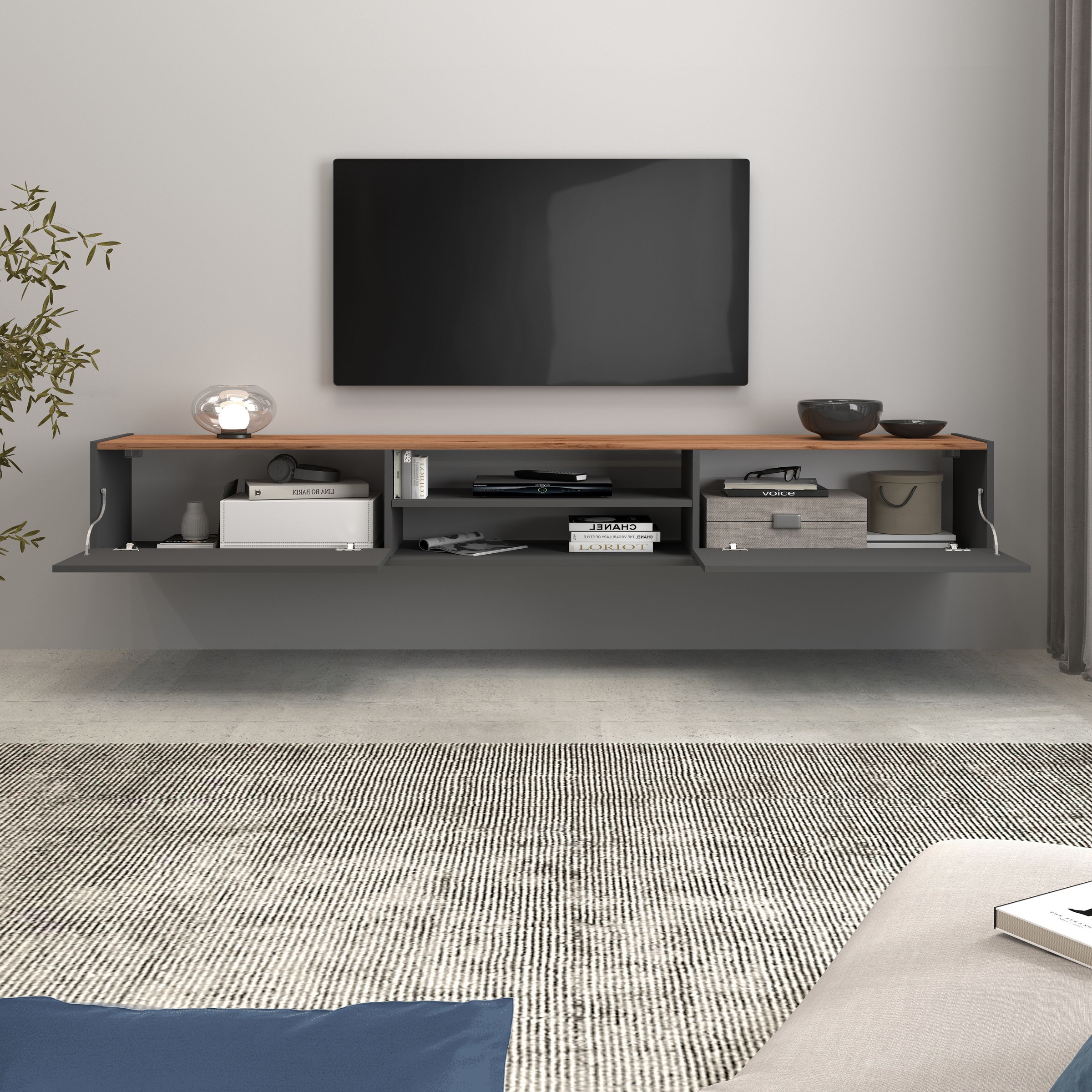 INOSIGN Lowboard »Garda,Lowboard,TV-Kommode,TV-Möbel,TV-Bank«, stehend und hängend mit 2 Klappen, 1 Einlegeboden, Breite 210 cm
