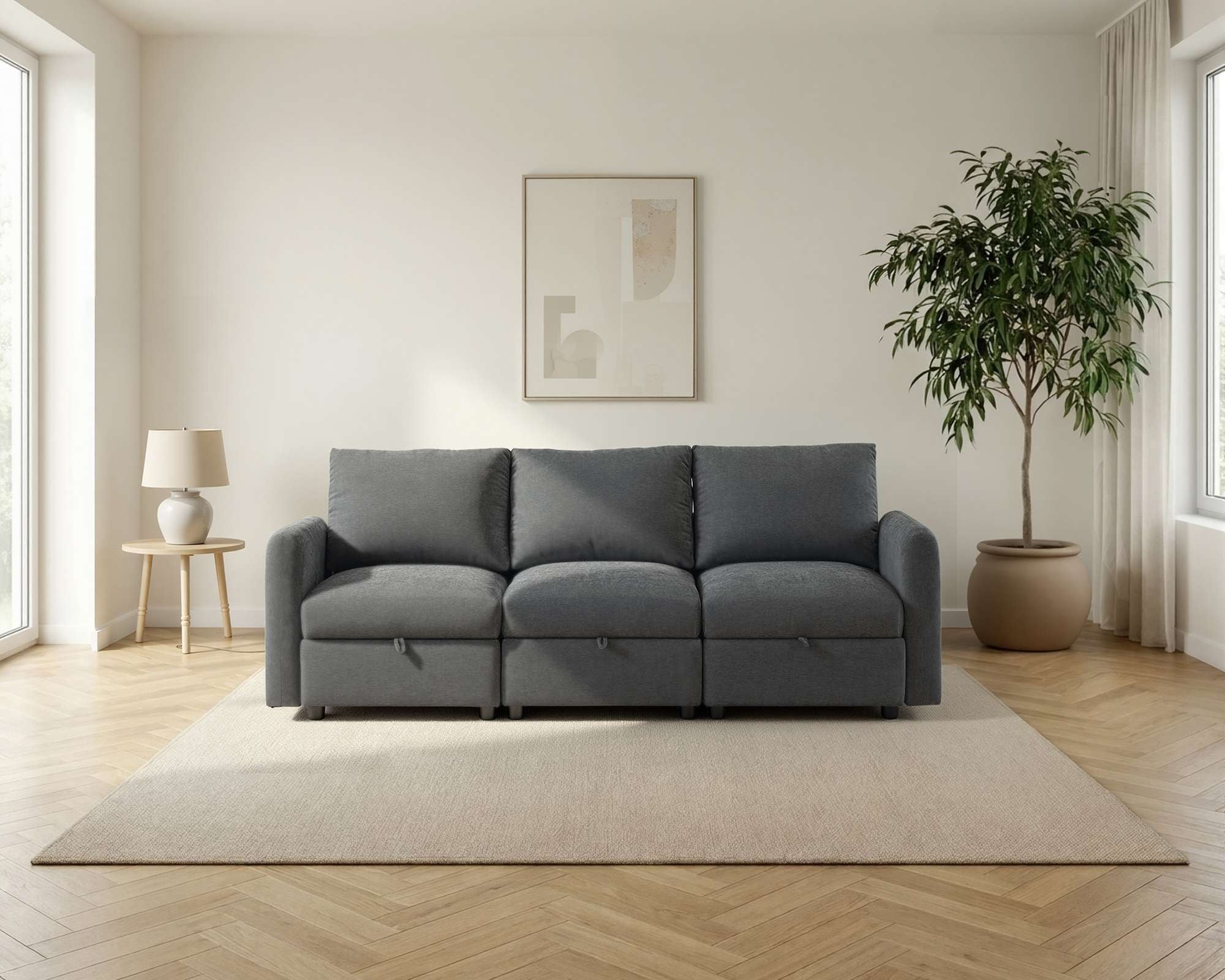 Dorel Home 3-Sitzer »STILHUS Modularsofa mit Stauraum, Breite 220 cm, Chenille-Bezug« als Modul oder separat verwendbar - individuell kombinierbar