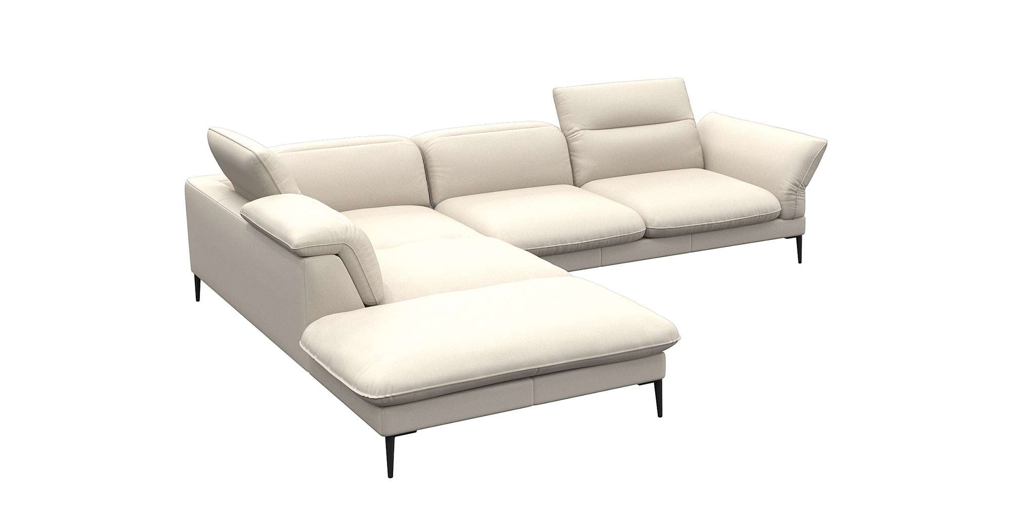 FLEXLUX Ecksofa »Salino, Funktionssofa mit Ottomane, Relaxsofa, Ecksofa«, Sofa mit Arm- und Kopfteil-Verstellungen, Kaltschaum & Stahl-Wellen