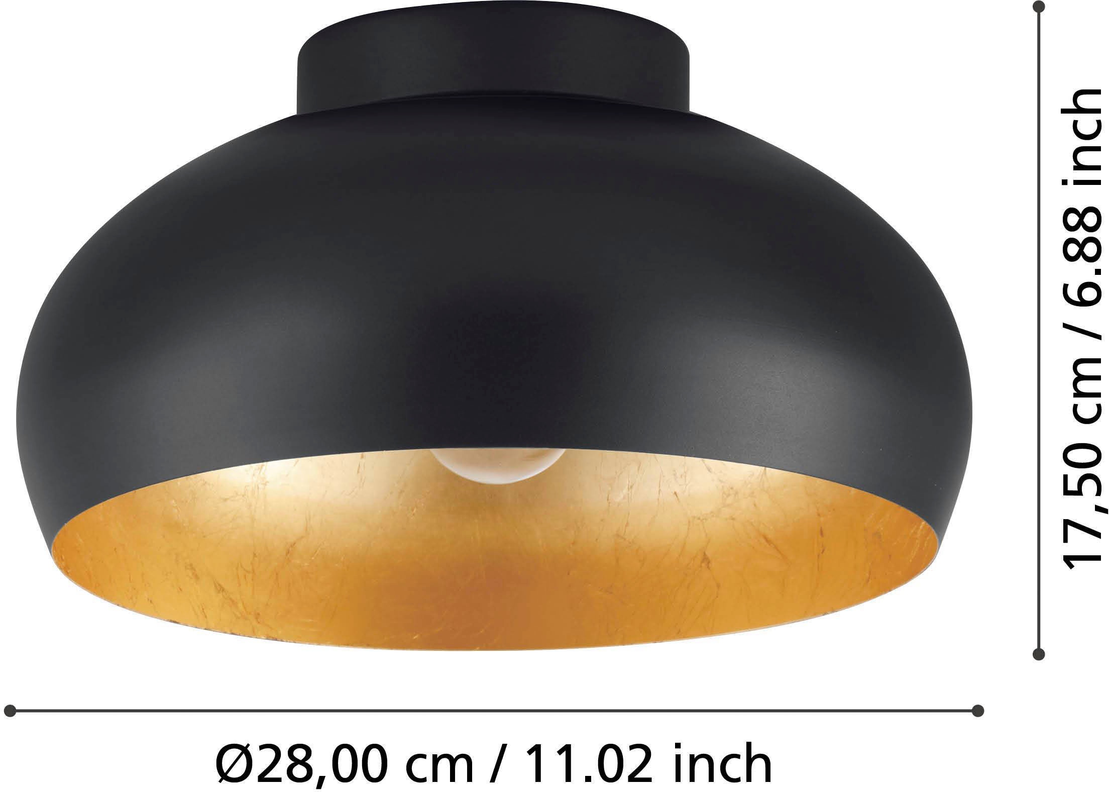 EGLO Deckenleuchte »MOGANO 2 Deckenlampe, Stahl, E27, IP20, Wohnzimmerlampe, Flurampe«, Leuchtmittel E27 | Leuchtmittel wechselbar-ohne Leuchtmittel, Wand-/Deckenleuchte, H17,5 x Ø28 cm, schwarz, gold, 1X40W exkl.
