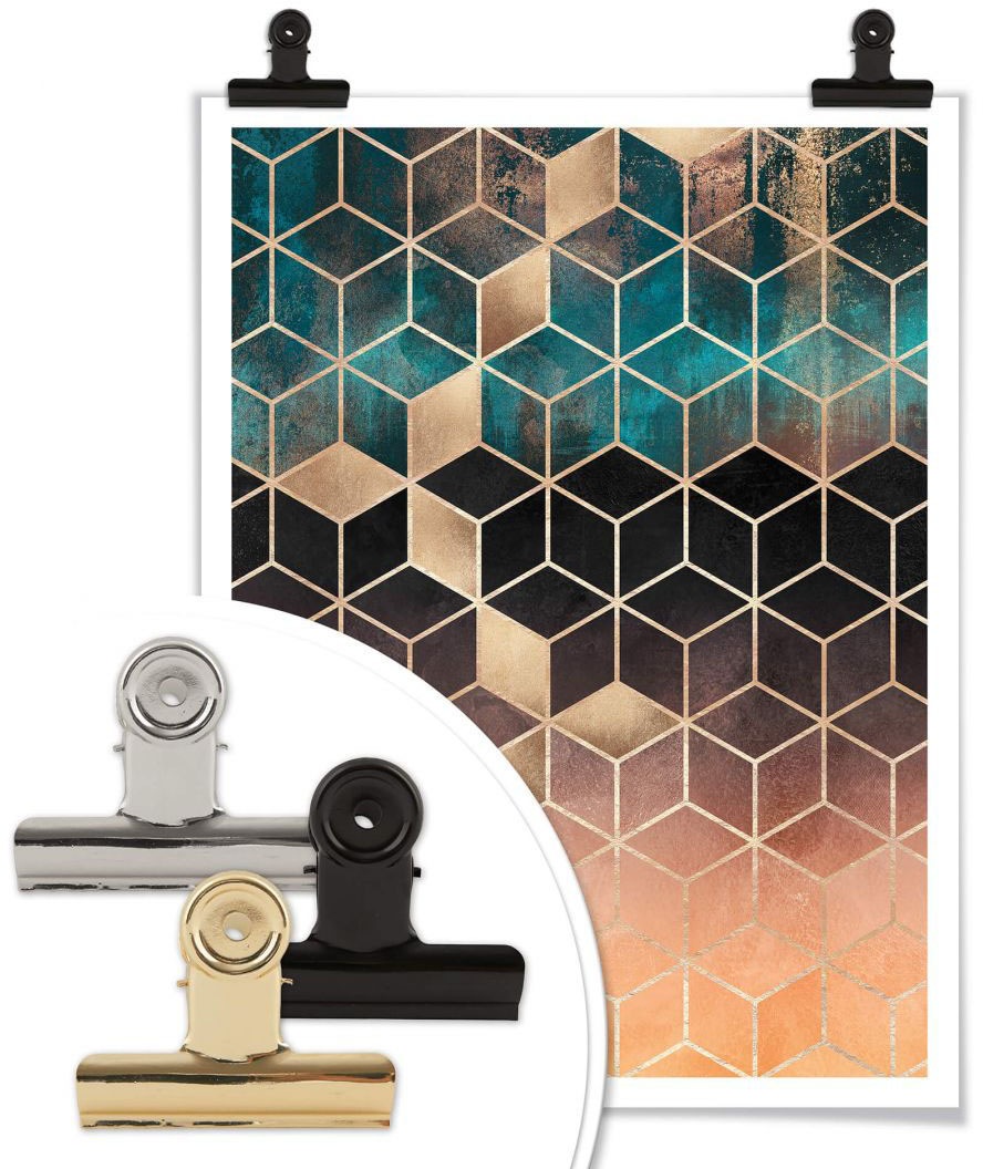 kaufen Geometrie«, Wall-Art St.) Schriftzug, Grün (1 online Poster »Gold