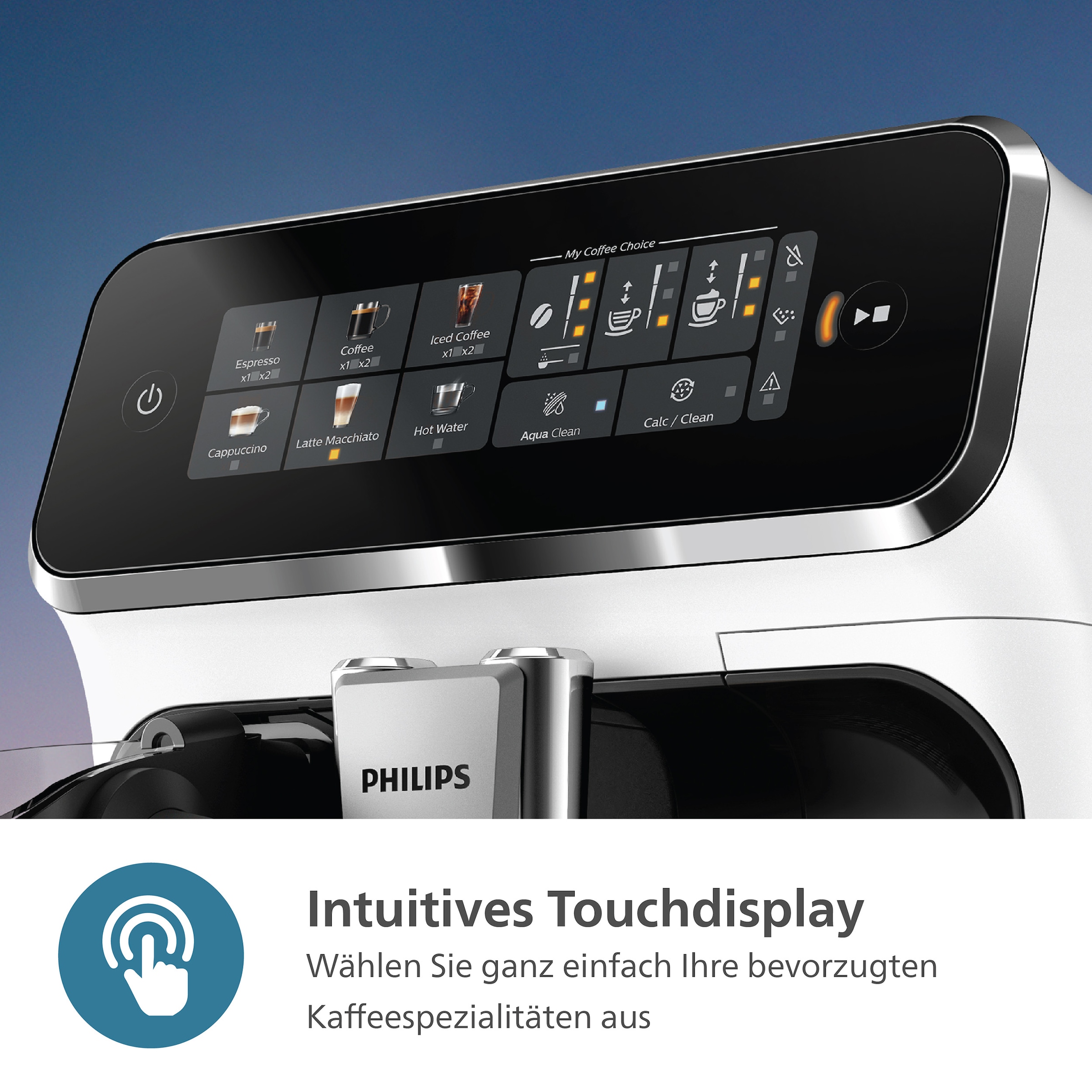 Philips Kaffeevollautomat »EP3343/50 3300 Series, 6 Getränke (heiß oder eisgekühlt),« LatteGo-Milchsystem, SilentBrew Technologie, Weiß-Schwarz