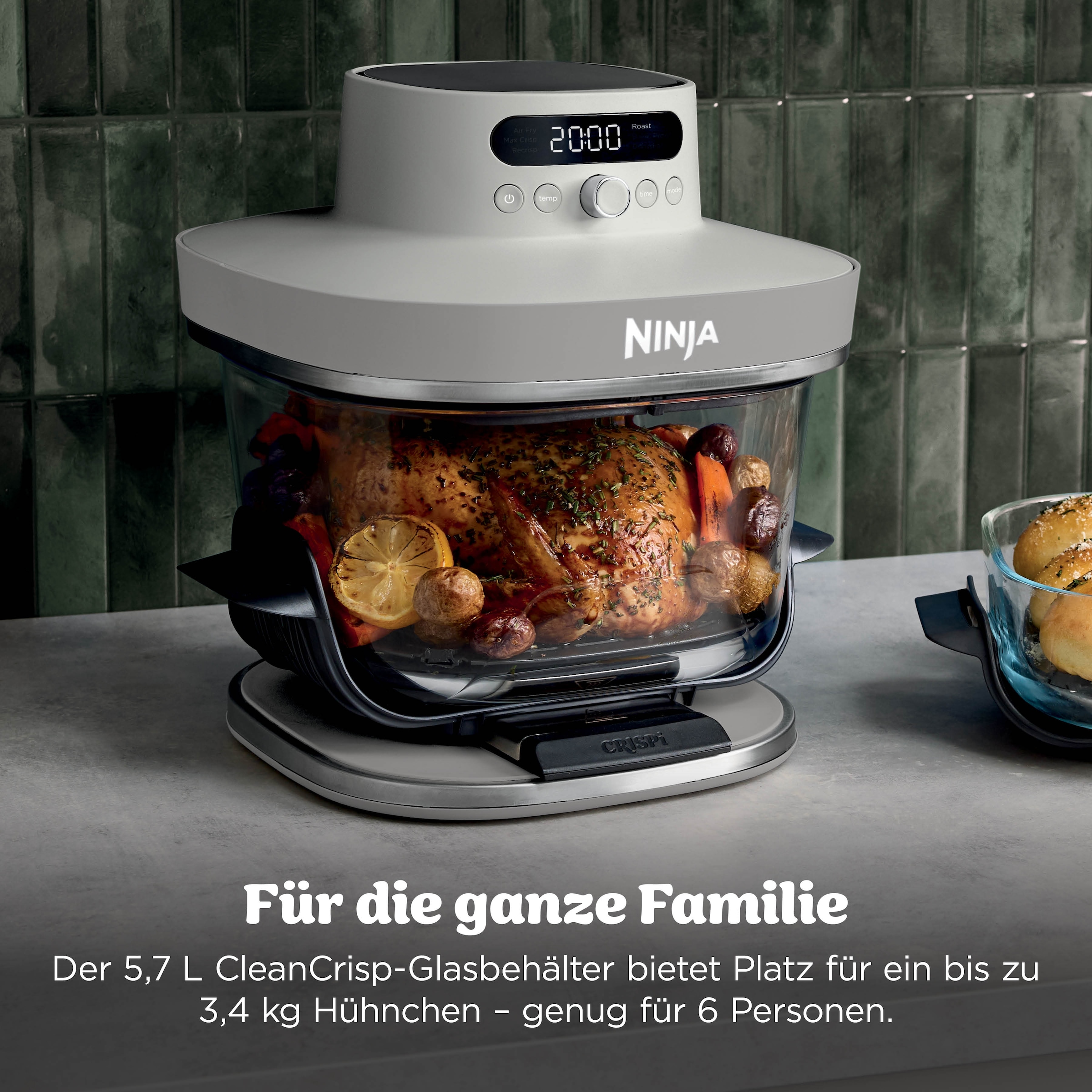 NINJA Heißluftfritteuse »CRISPi PRO 7-in-1 Glas-Air-Fryer - Beige AS101EULG« 2050 W 7 Kochfunktionen, Vorbereitung, Zubereitung + Aufbewahrung von Speisen