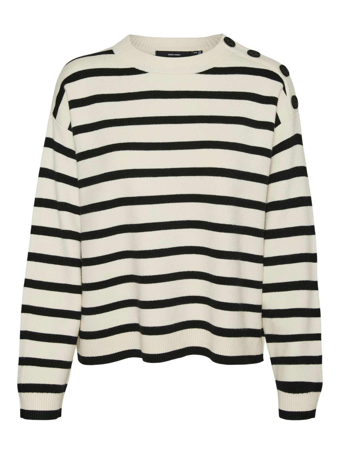 Vero Moda Rundhalspullover »VMSABA LS O-NECK BUTTON PULLOVER GA NOOS«, mit Zierknöpfen auf der linken Schulter
