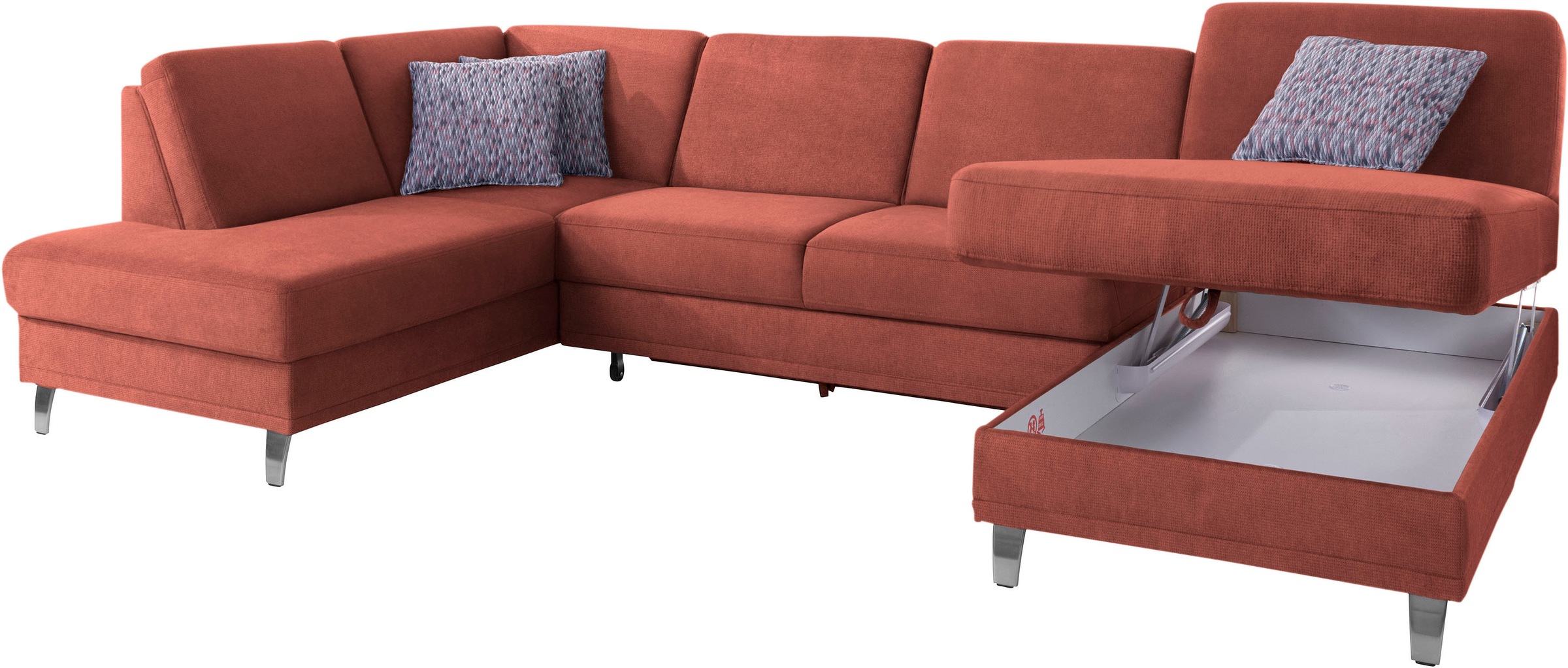 sit&more Wohnlandschaft »Clio U-Form«, wahlweise mit Bettfunktion und Bettkasten, inklusive Federkern