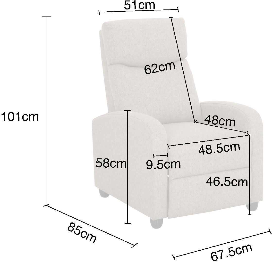 Home affaire Relaxsessel »JULINOR, TV-Sessel, Ruhesessel mit Schlaffunktion, Webstoff« Liegesessel mit manueller Relaxfunktion