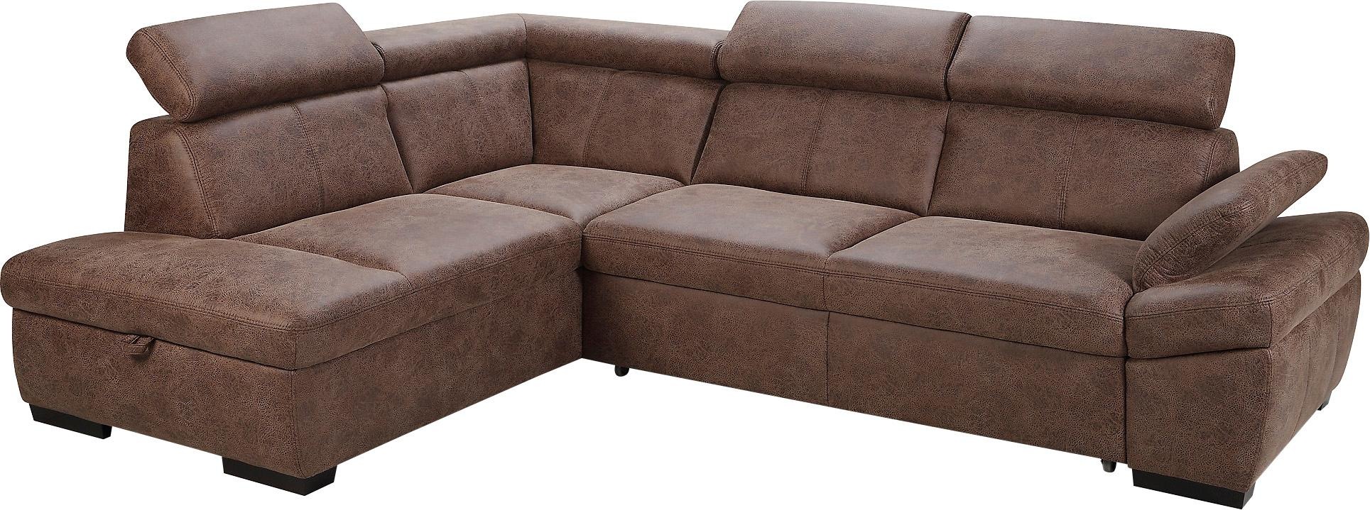 exxpo - sofa fashion Ecksofa »Salerno, klassisch modernes Funktionssofa, hoher Sitzkomfort, L-Form«, inkl. Kopf- und Armteilverstellung, wahlweise mit Bettfunktion