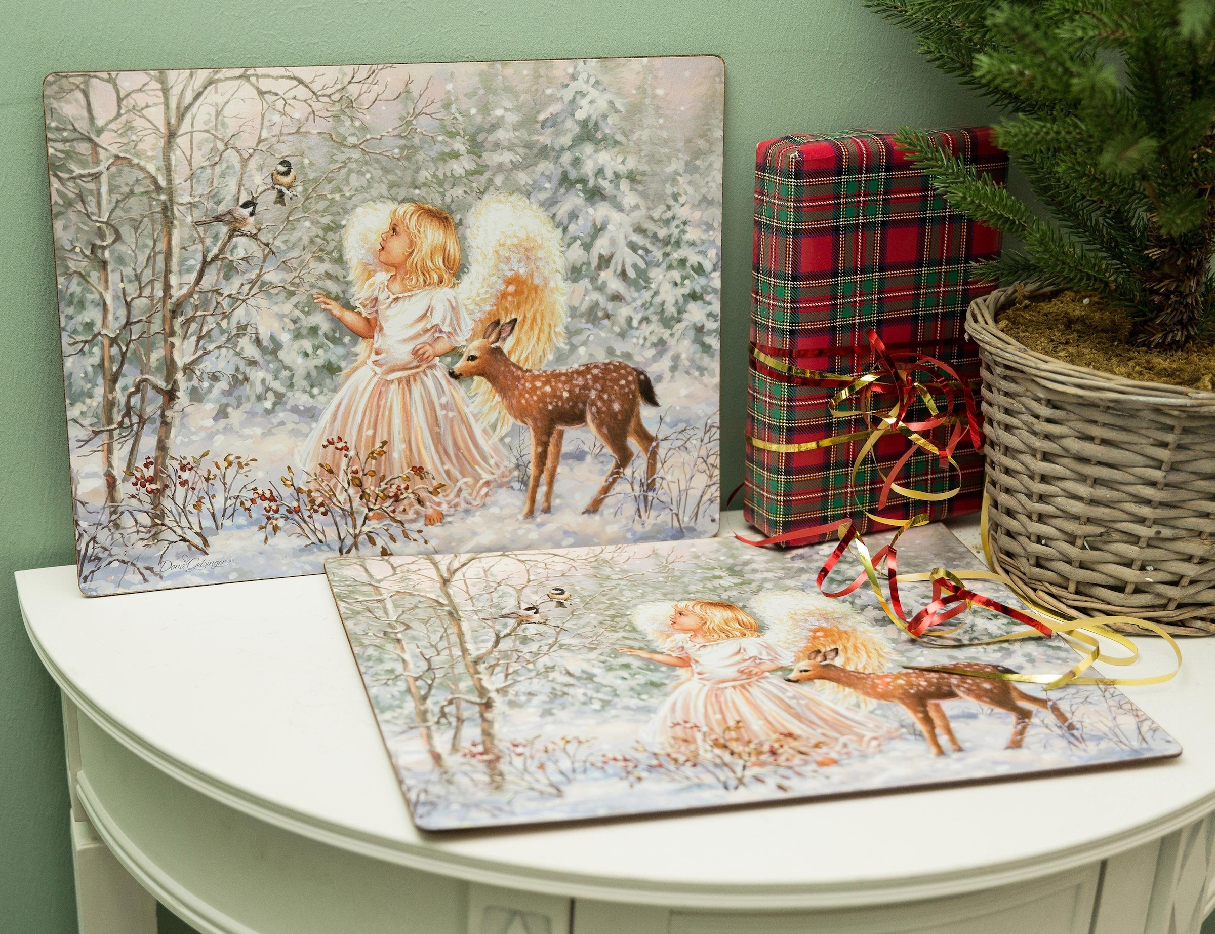Myflair Möbel & Accessoires Platzset »Engel mit Reh, Weihnachtsdeko«, (Set, 4 St.), Kork