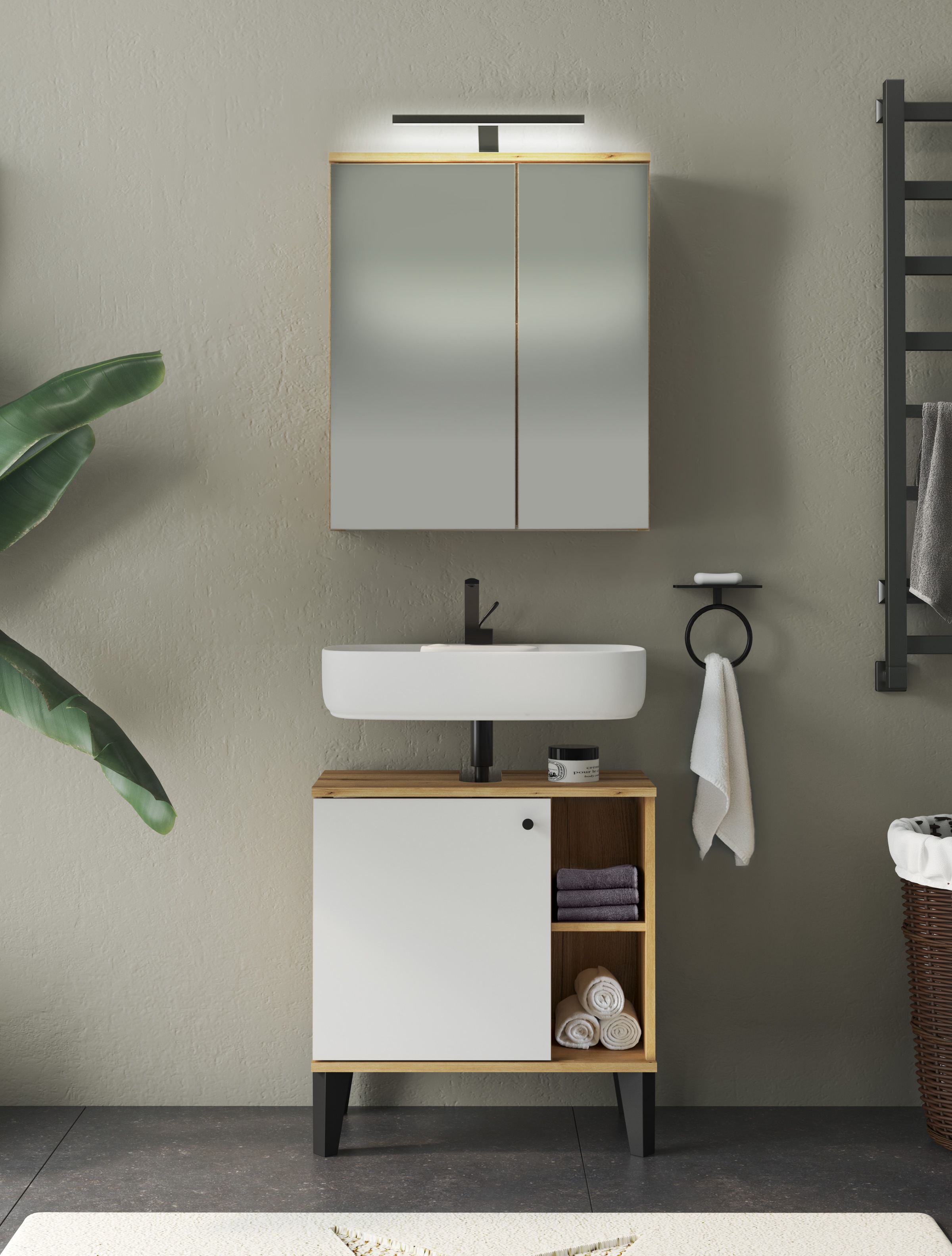 INOSIGN Badmöbel-Set »OSLO, Bad im skandinavischen Design, 2-teiliges Badez günstig online kaufen