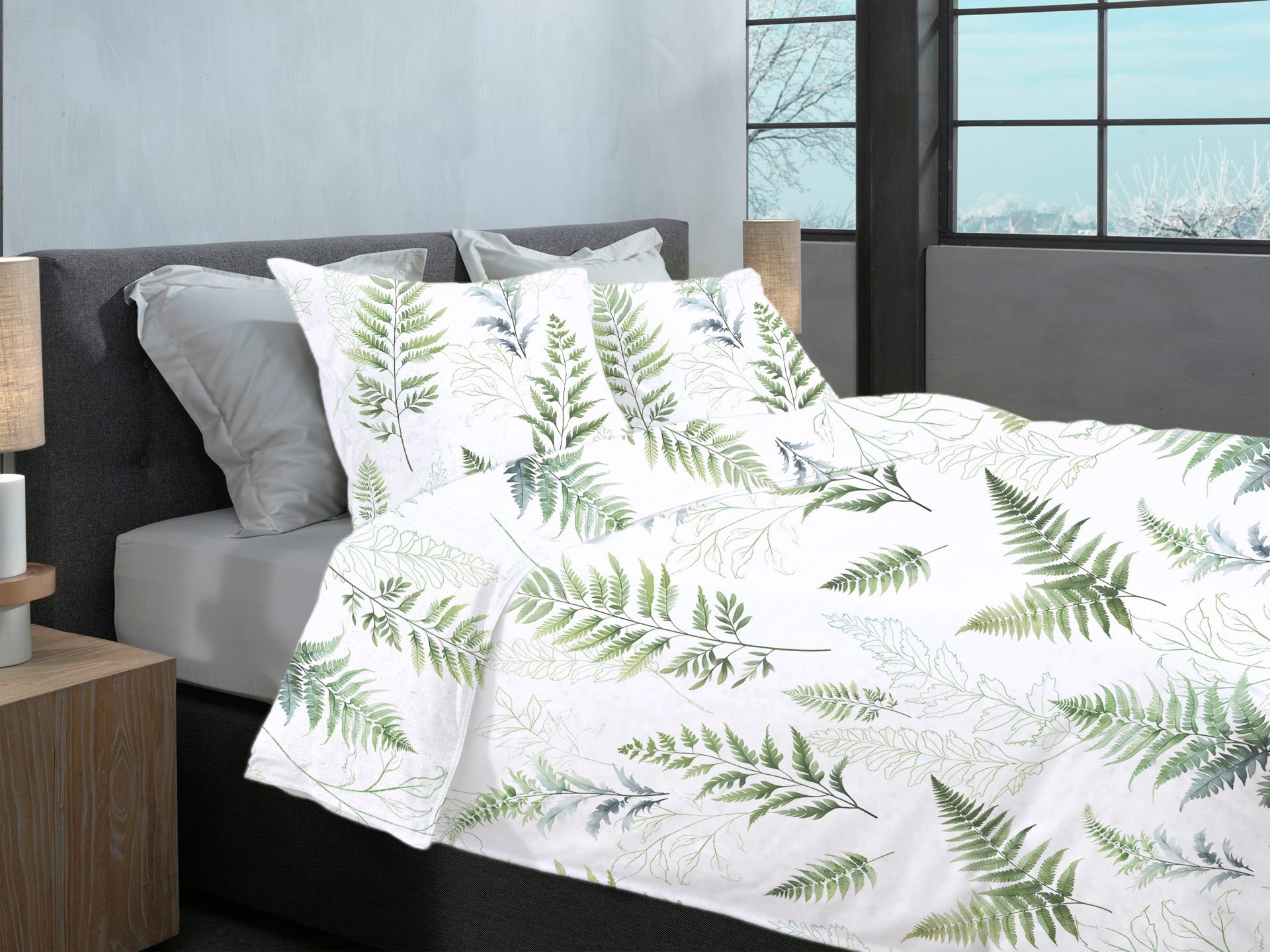 Heckett & Lane Bettwäsche »Zeno« 2 Stk. tlg. Blätter Design, 100% Baumwolle ab 135x200 cm.