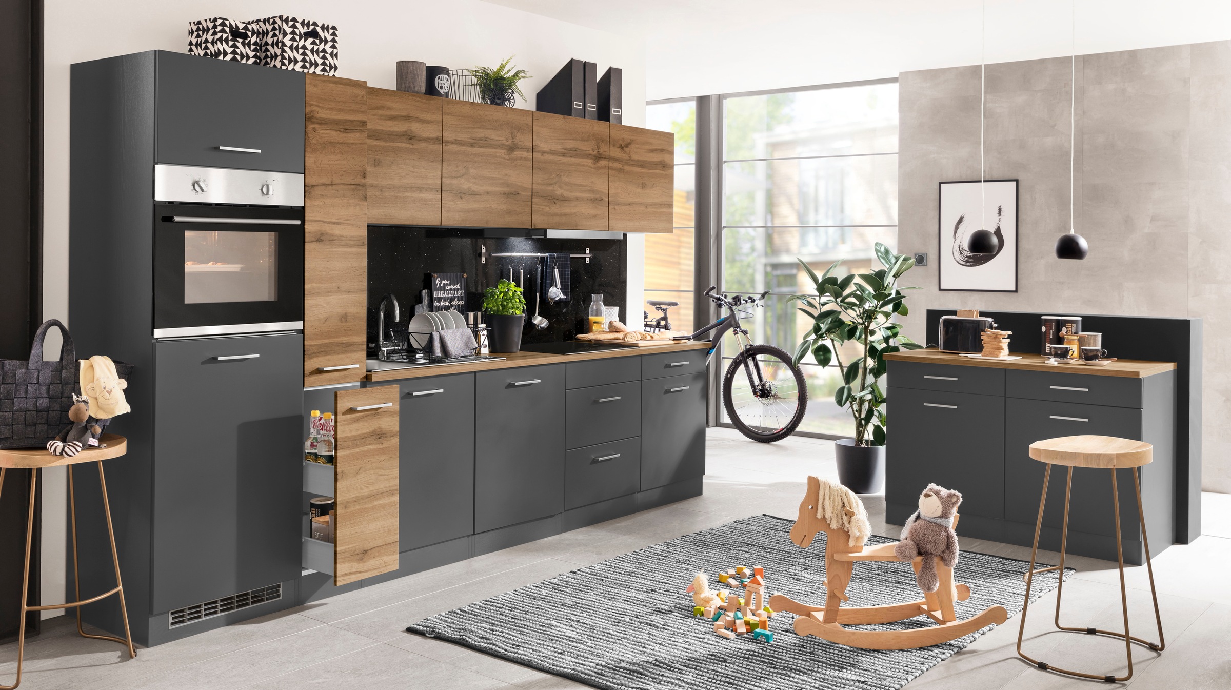 KOCHSTATION Küchenzeile »KS-Kehl«, mit E-Geräten, Breite 330 cm, inkl. Kühlschrank und Geschirrspüler