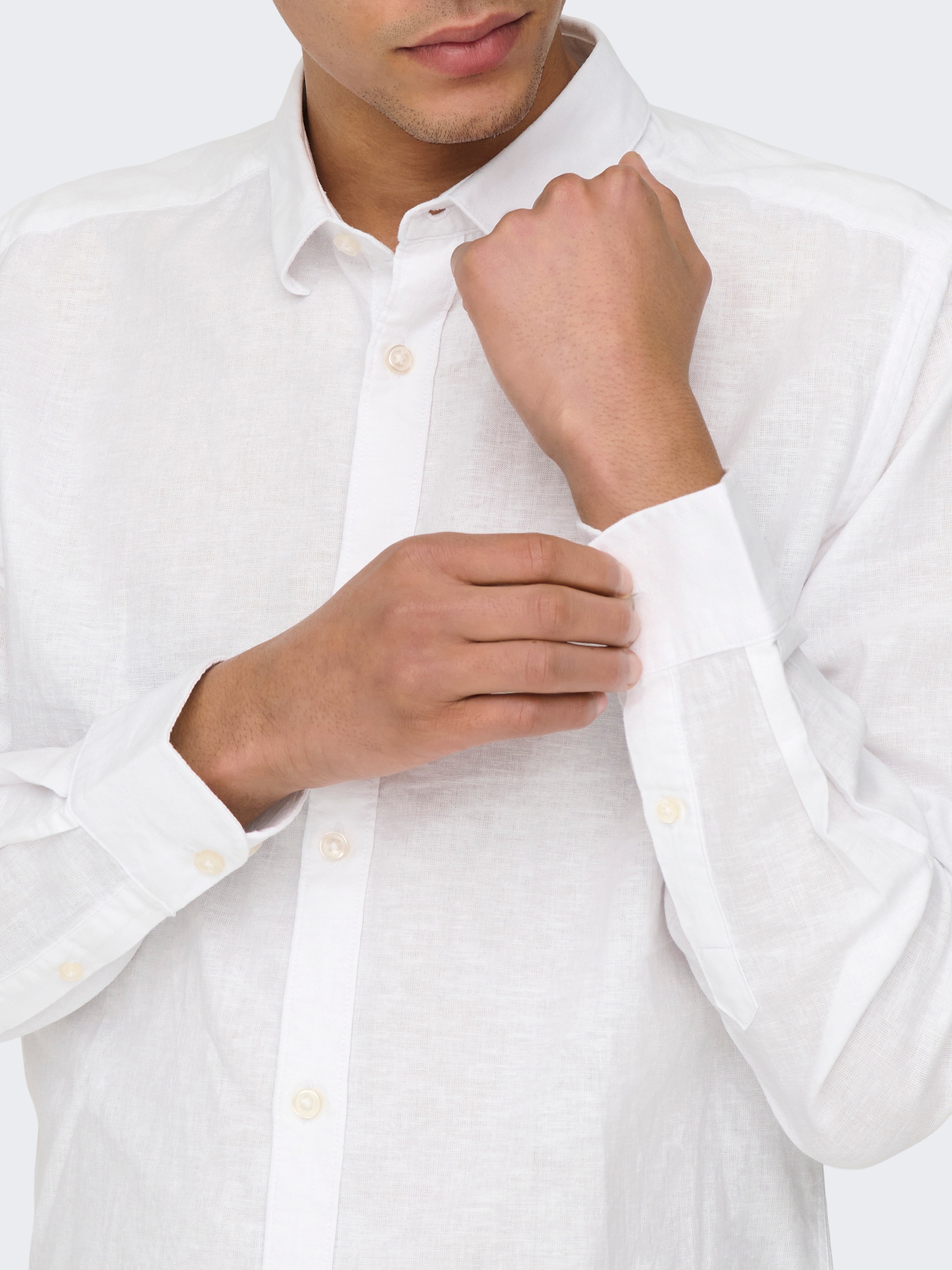 ONLY & SONS Langarmhemd »ONSCAIDEN LS SOLID LINEN SHIRT NOOS« Baumwollmischung mit Leinen, slim fit