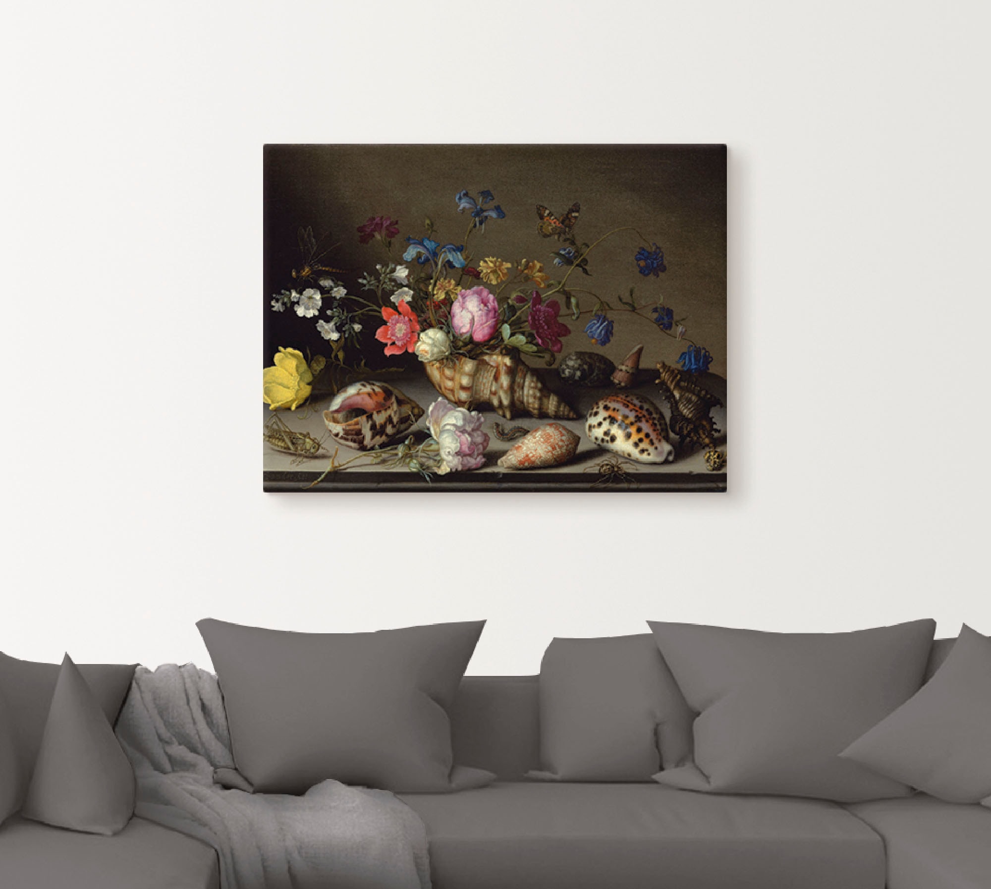 Artland Leinwandbild »Blumen, Muscheln und Insekten«, Arrangements, (1 St.) günstig online kaufen