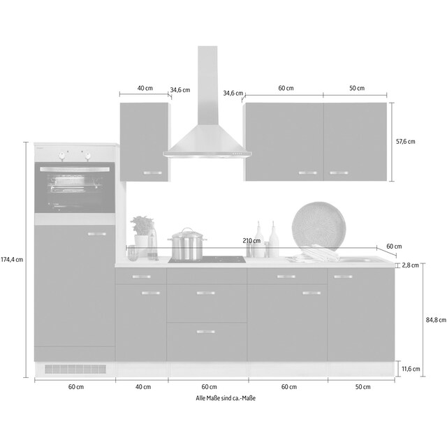 OPTIFIT Küchenzeile »Faro«, E-Geräte, Breite online ohne bestellen 270 cm