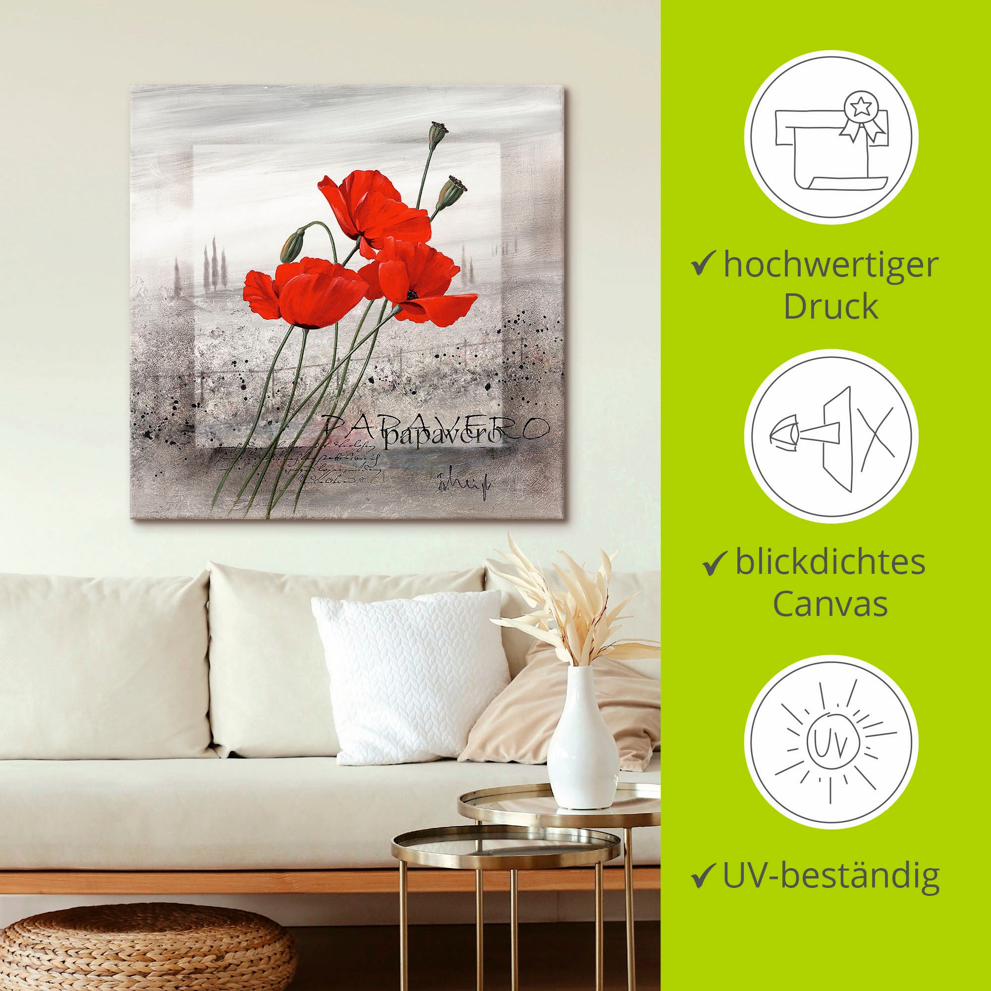 Artland Wandbild »Mohnblumen«, Blumen, (1 St.), als Leinwandbild, Poster, Wandaufkleber in verschied. Größen