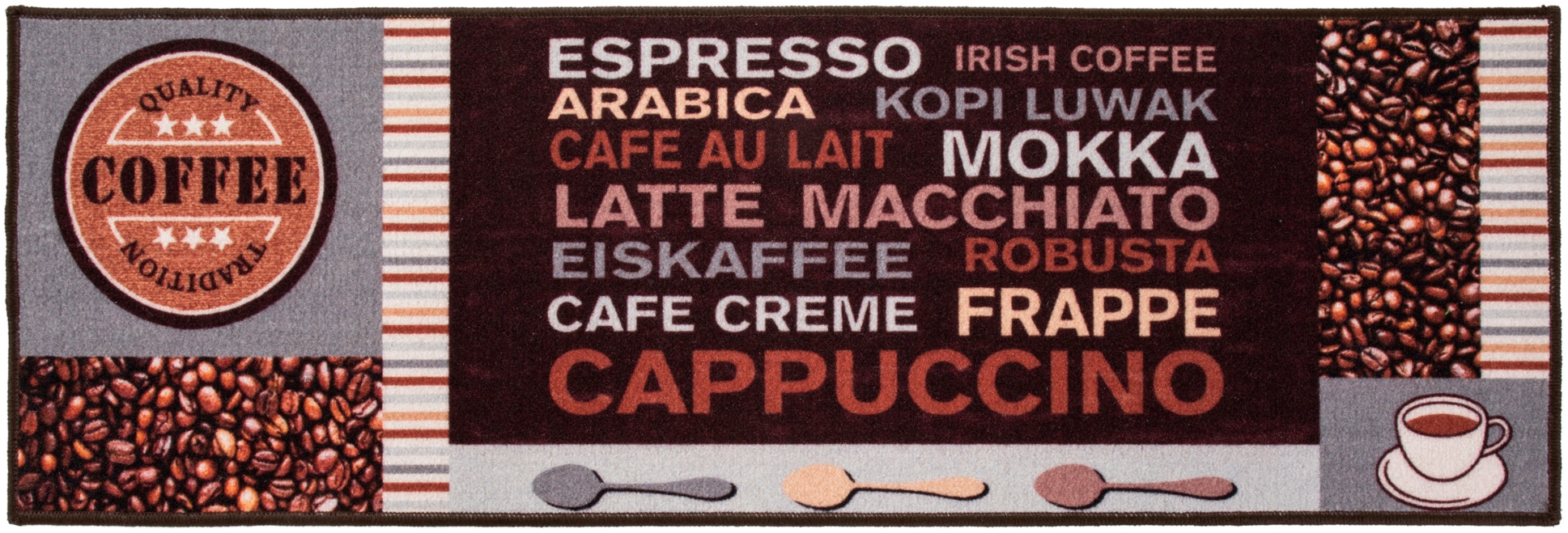 Andiamo Küchenläufer »Cafe Creme« rechteckig 4 mm Höhe Motiv Kaffee, mit Schriftzug, Größe 50x150 cm, Küche