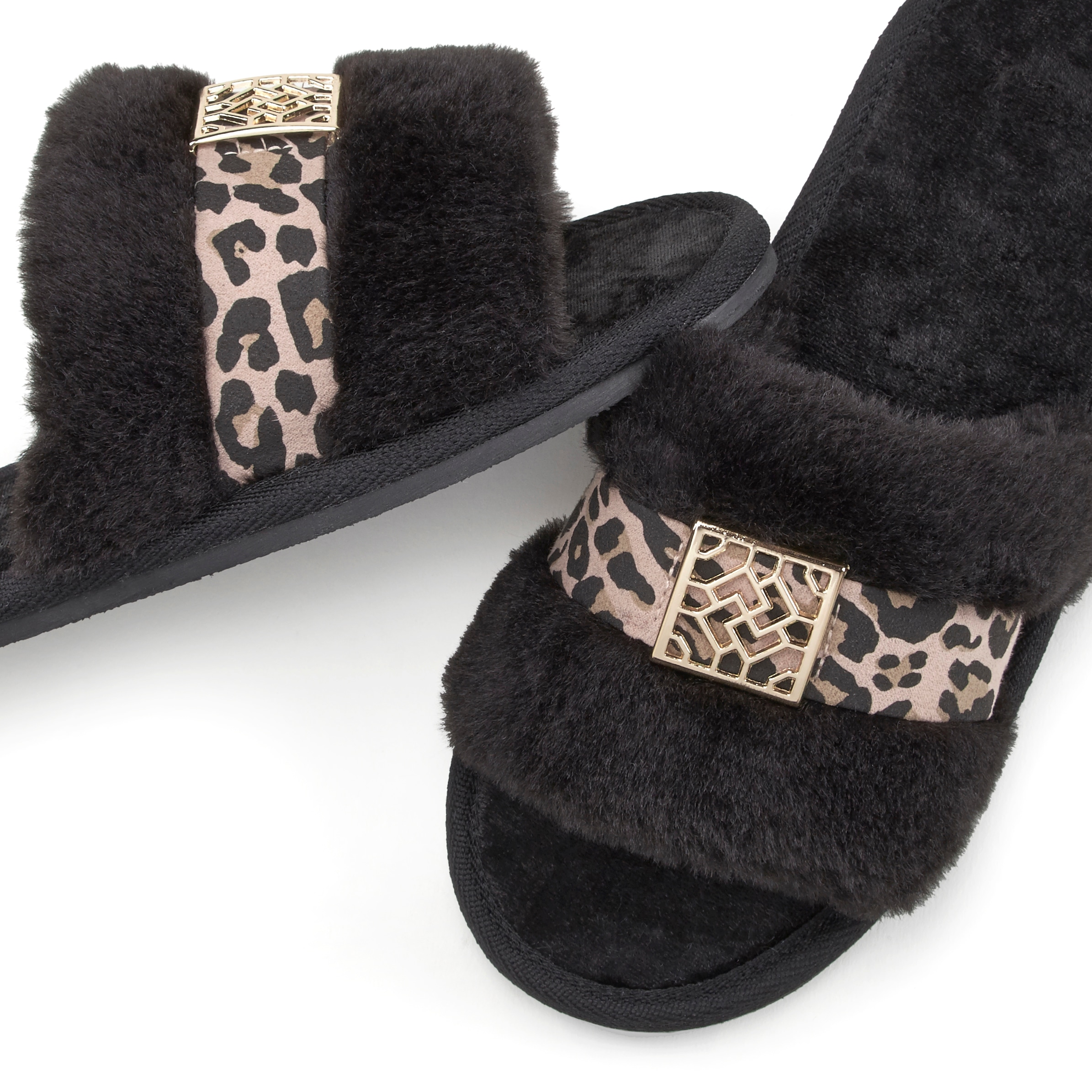 Vivance Pantolette »Hausschuh, Plüschhausschuh,«, mit kuscheligem Fellimitat und Animal-Print VEGAN