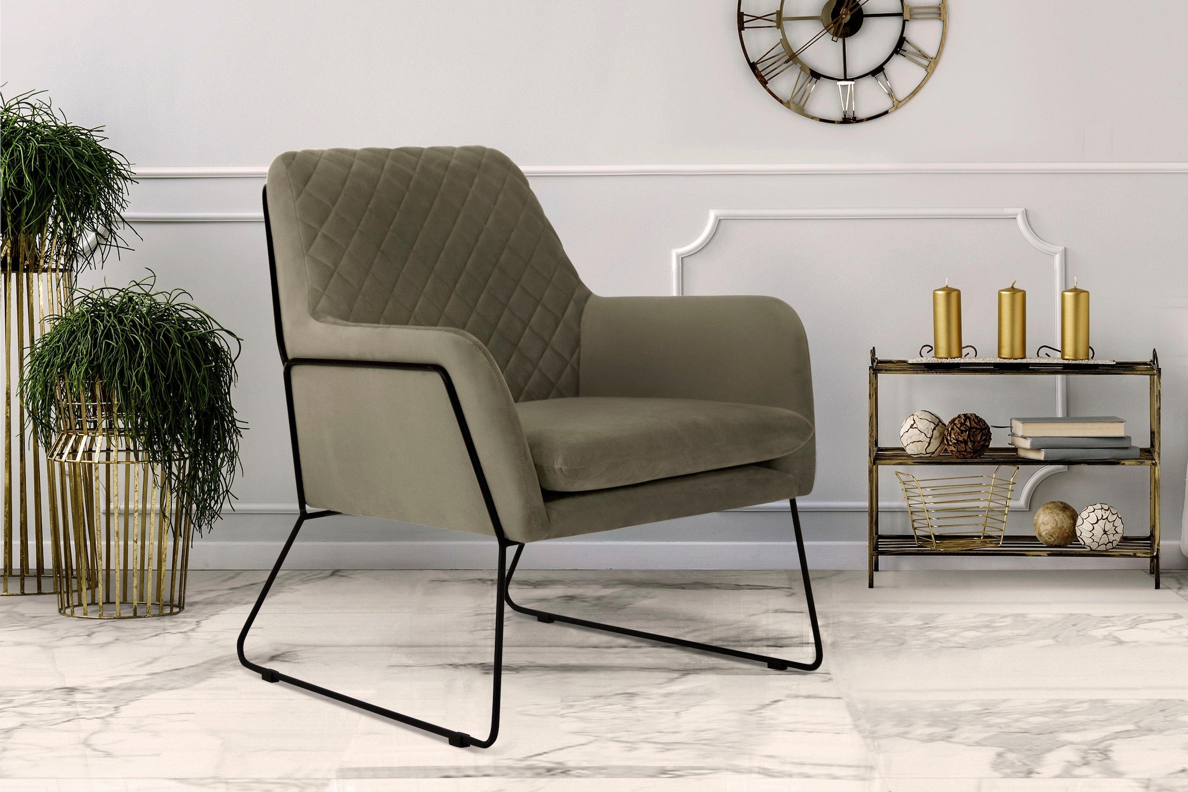 Home affaire Sessel »Olo Cocktailsessel« mit Karo-Prägung im Rückenteil und günstig online kaufen