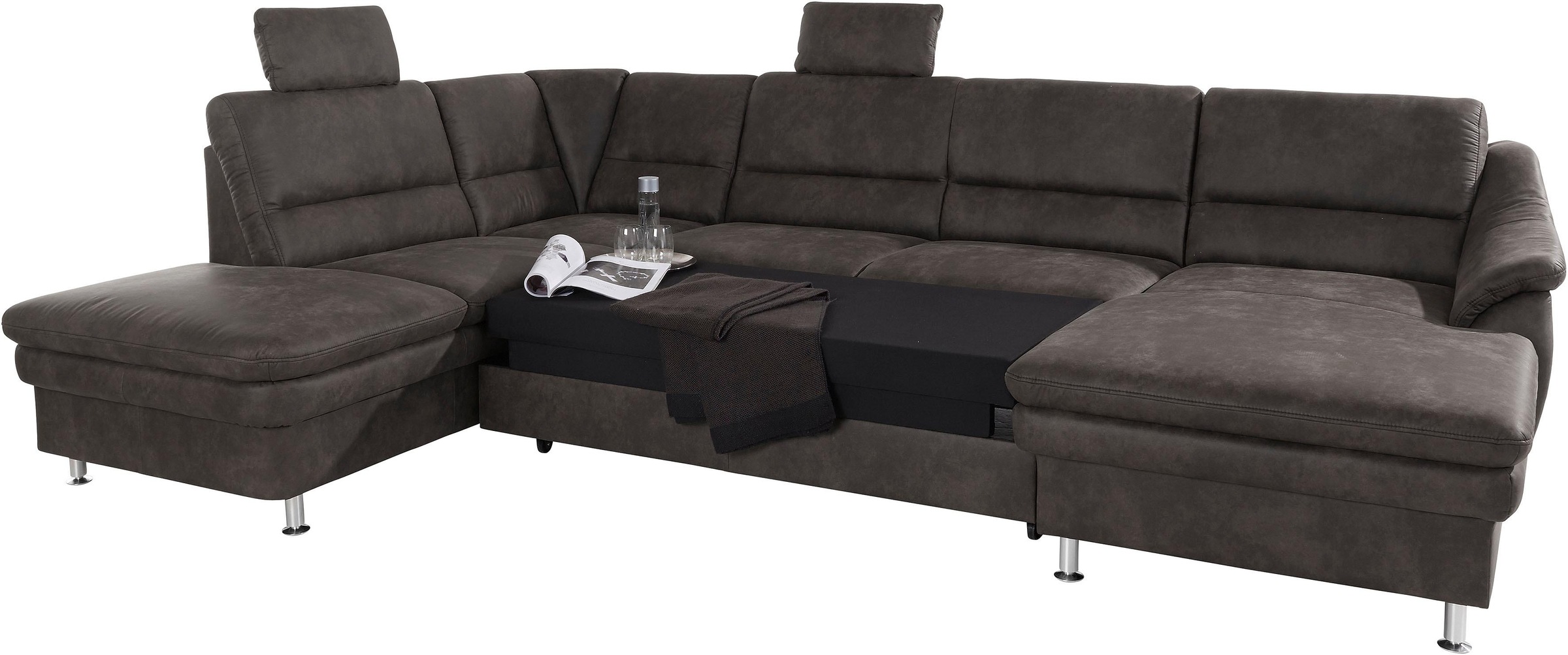 sit&more Wohnlandschaft »Cardoso U-Form«, mit Federkern und Kopfstützen, mit Bettfunktion und Relaxfunktion