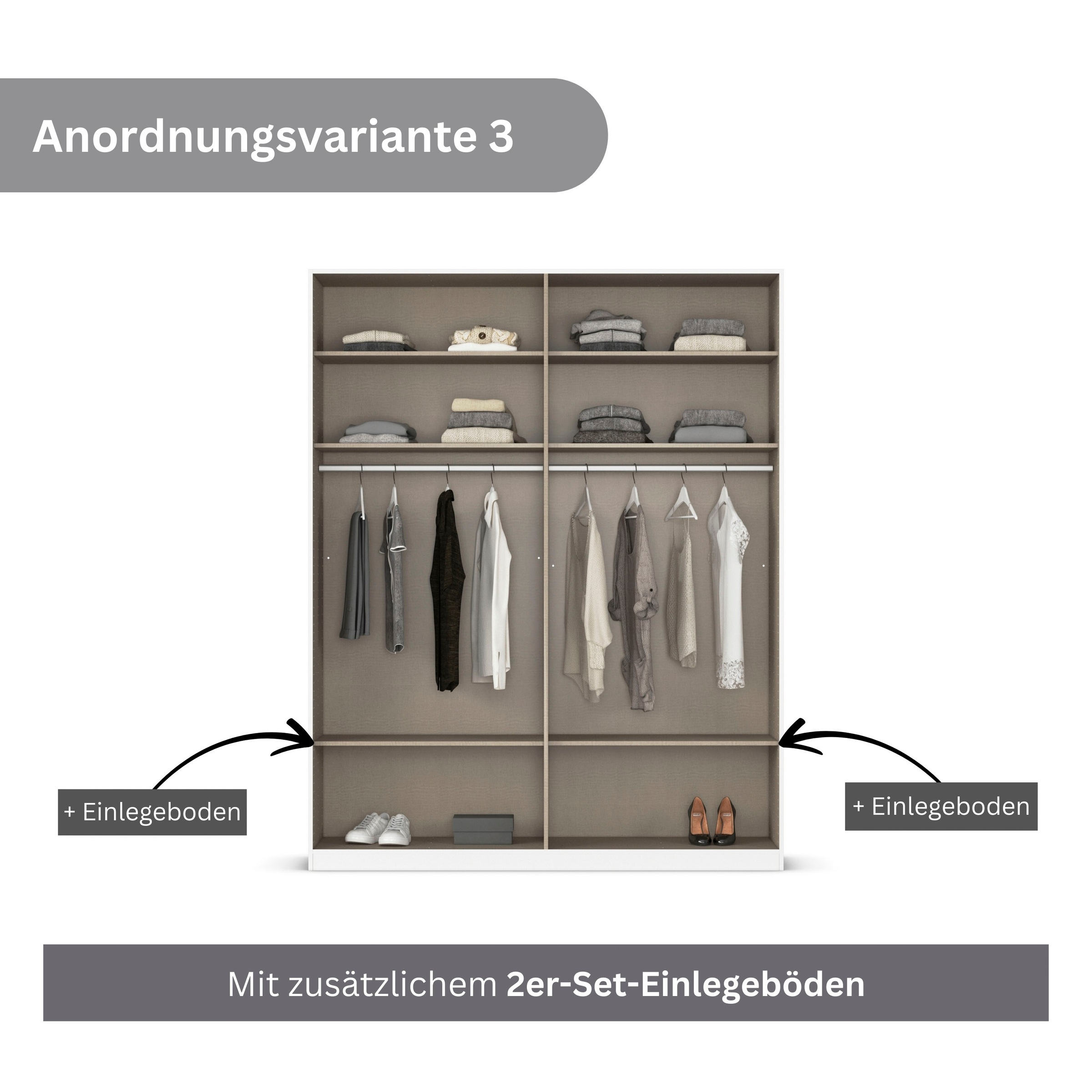 rauch Drehtürenschrank »Kleiderschrank Schrank Garderobe AGORDO mit Dekor- oder Hochglanzfront«, (in zwei Griff-Farben), durchdachte Innenausstattung, in 6 Breiten und 2 Höhen MADE IN GERMANY