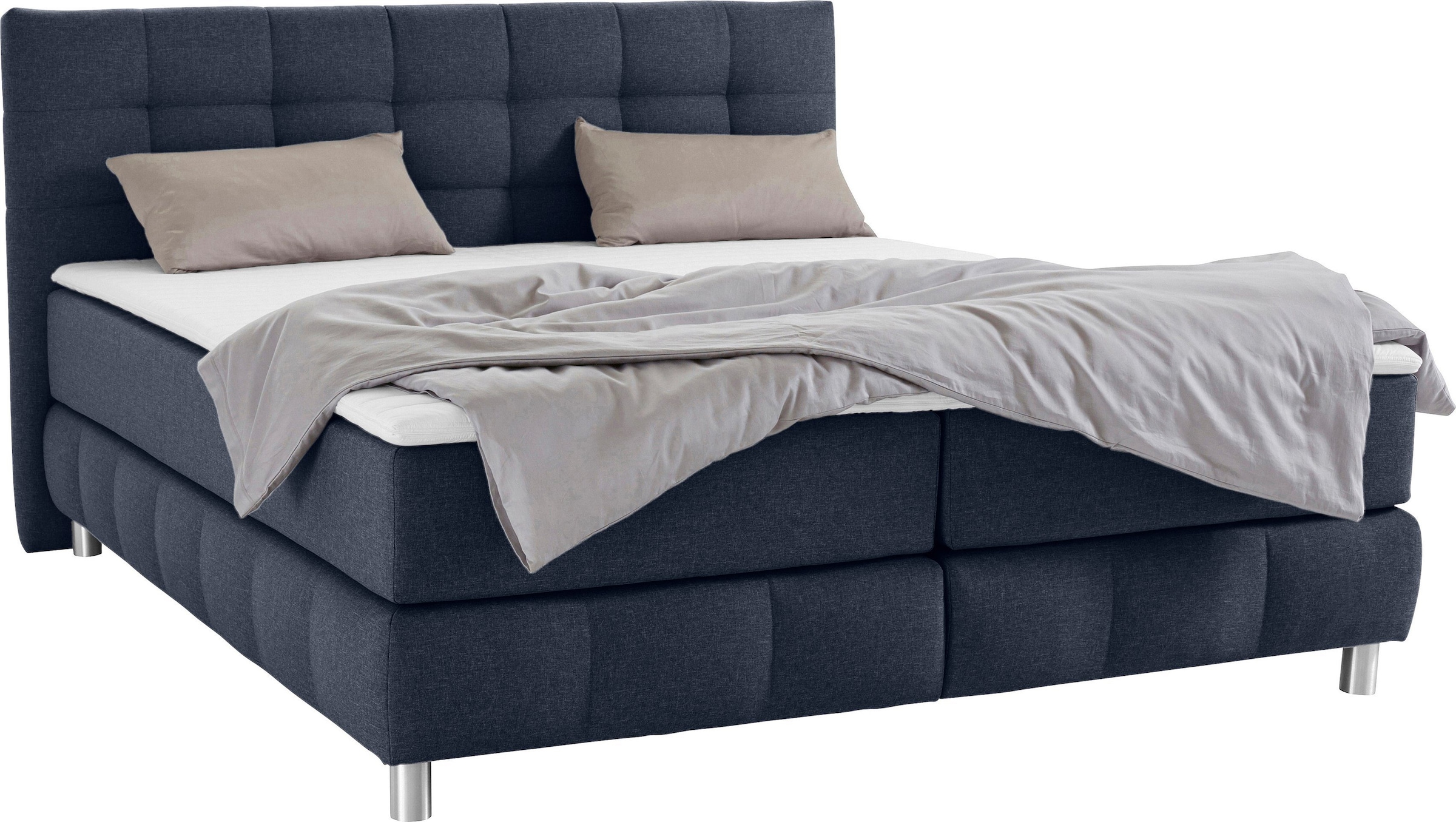 andas Boxspringbett »Salo XXL«, in Samtoptik oder Struktur, 6 Breiten in Überlänge 220cm, 4 Härtegrade