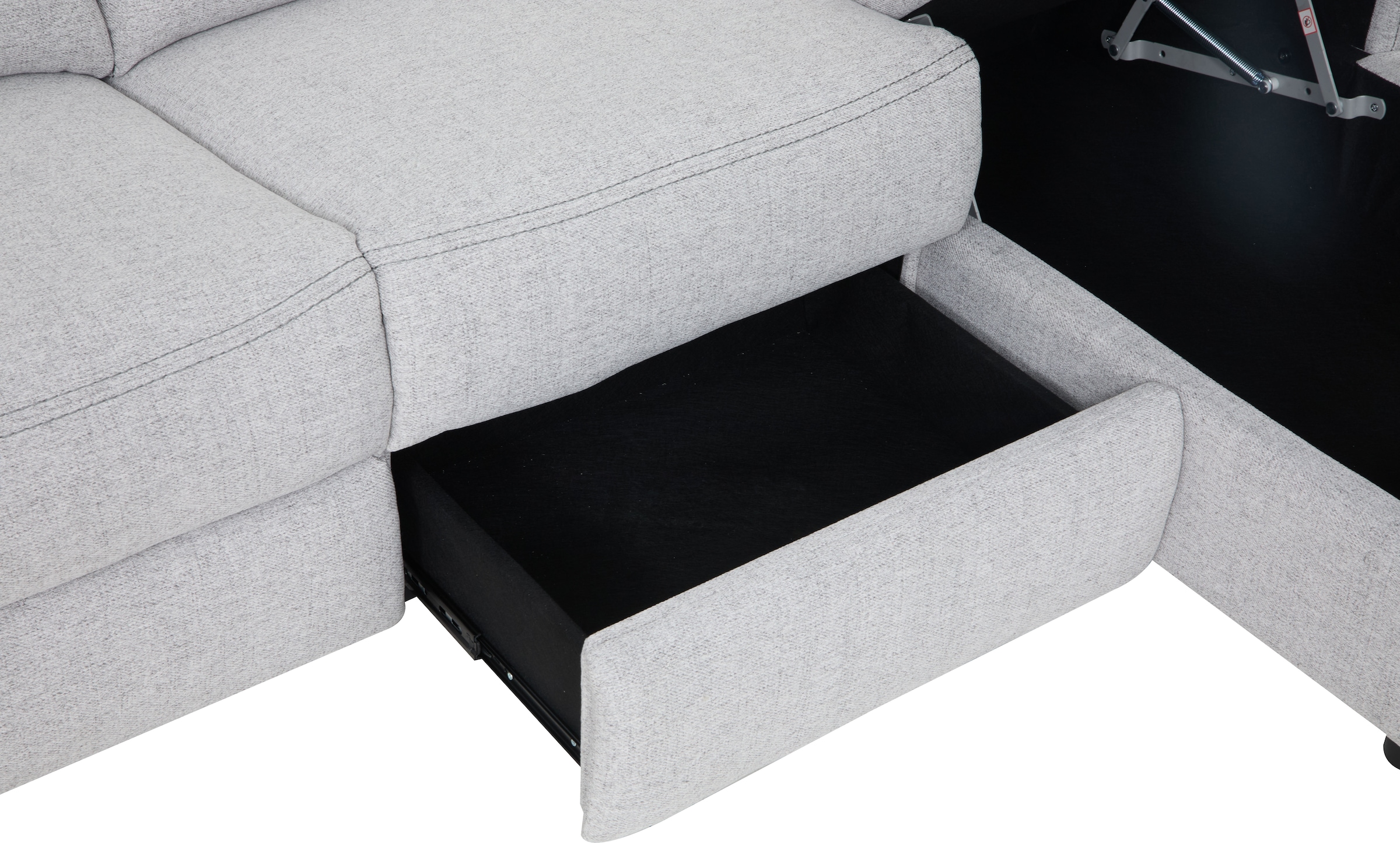 Home affaire Ecksofa »VENOIR, L-Form, 250 cm, manuelle u. elektrische Funktion (m. USB A/C)«, Stauraum unter der Recamiere, 2. Staufach, Federkern