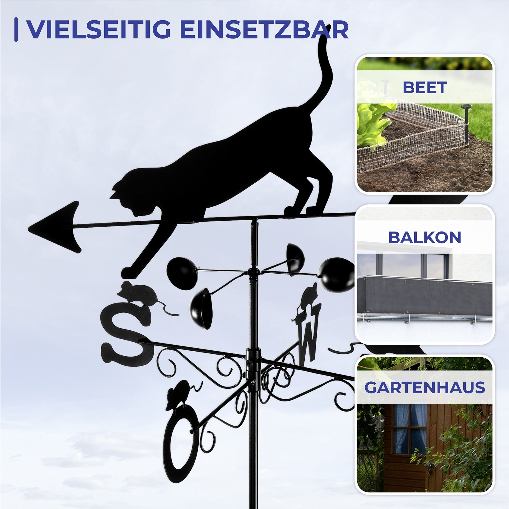 WENKO Wetterfahne »Katze« BxLxH: 50x40x170 cm