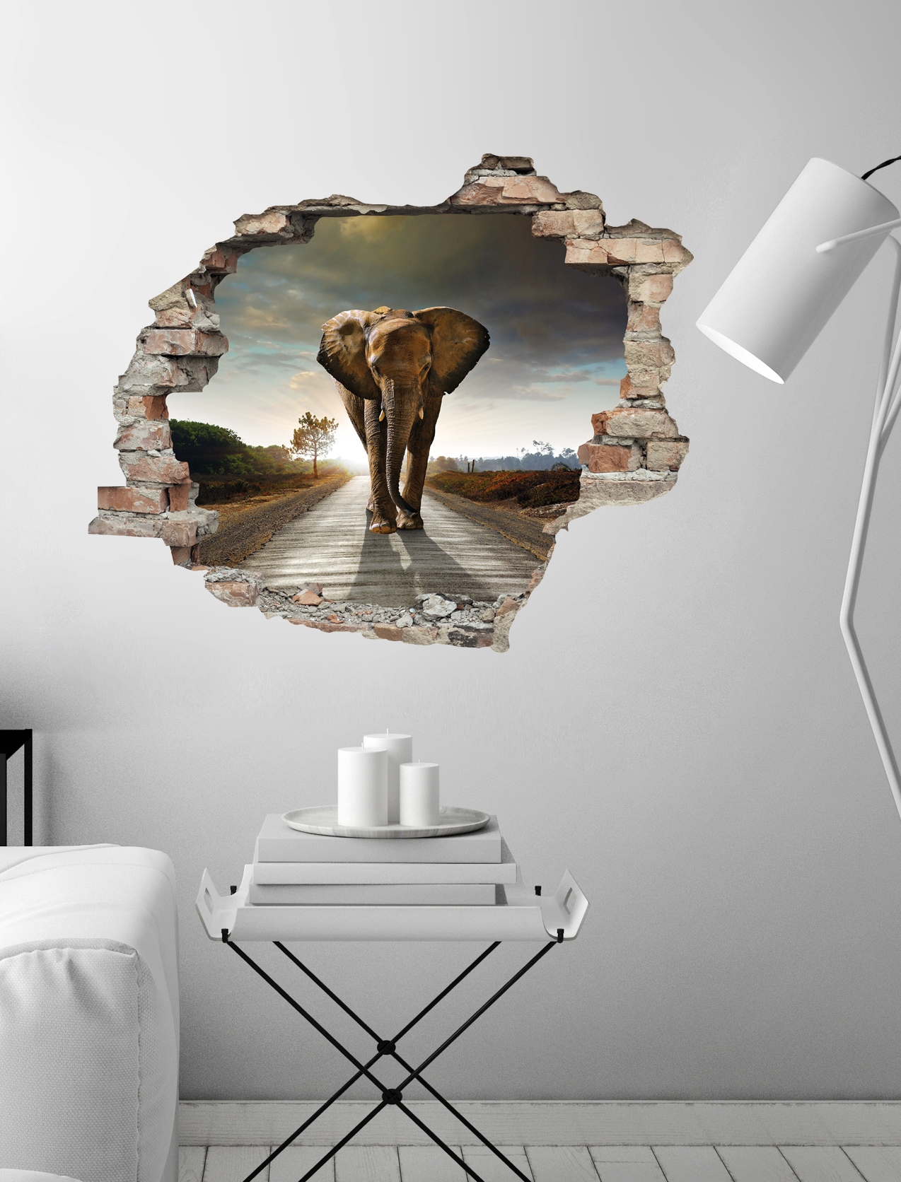queence Wandtattoo »Elefant« Wandsticker, Wandbild, selbstklebend, 3D, Wanddurchbruch
