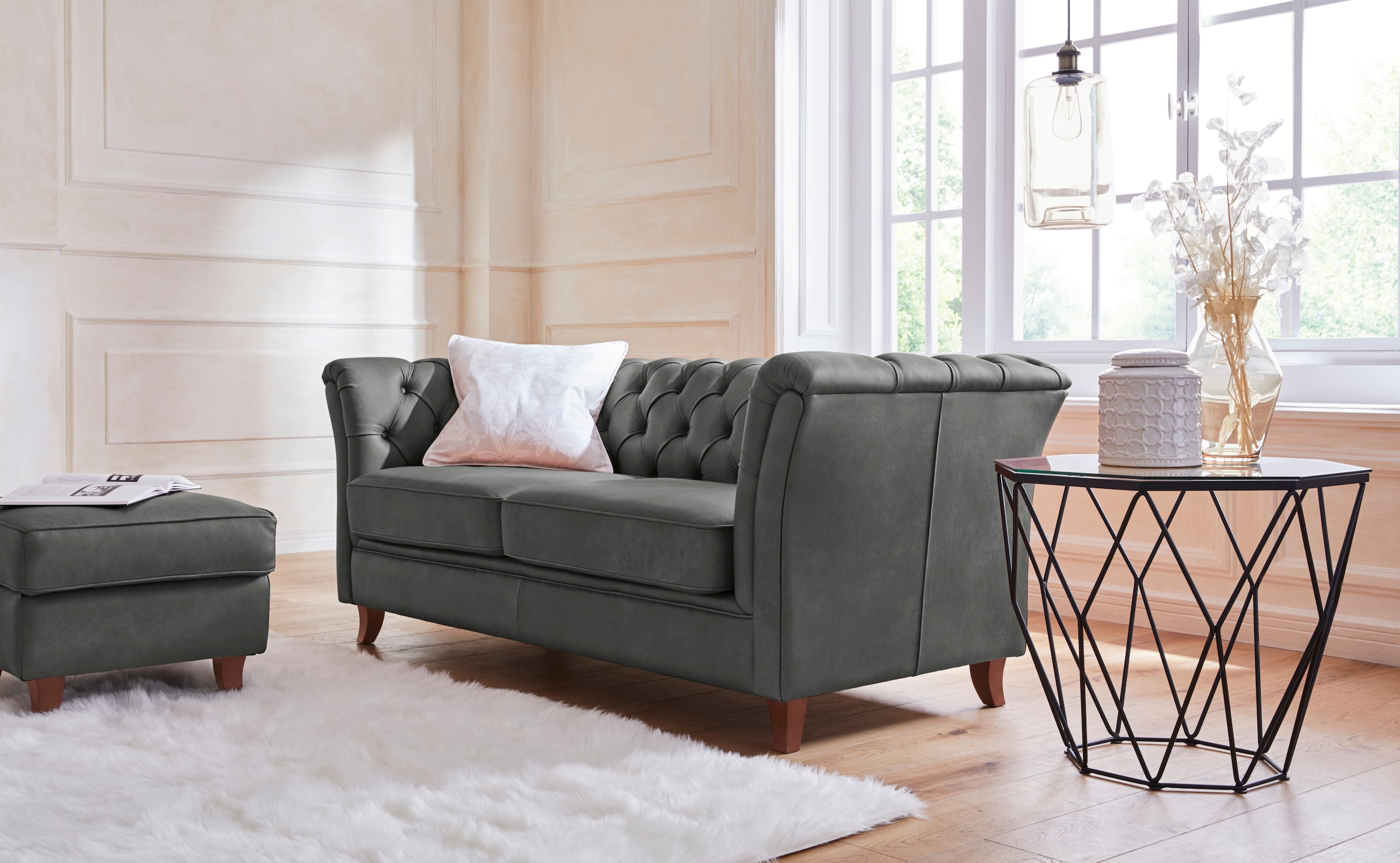 Home affaire Chesterfield-Sofa "Reims", mit echter Chesterfield-Knopfheftun günstig online kaufen