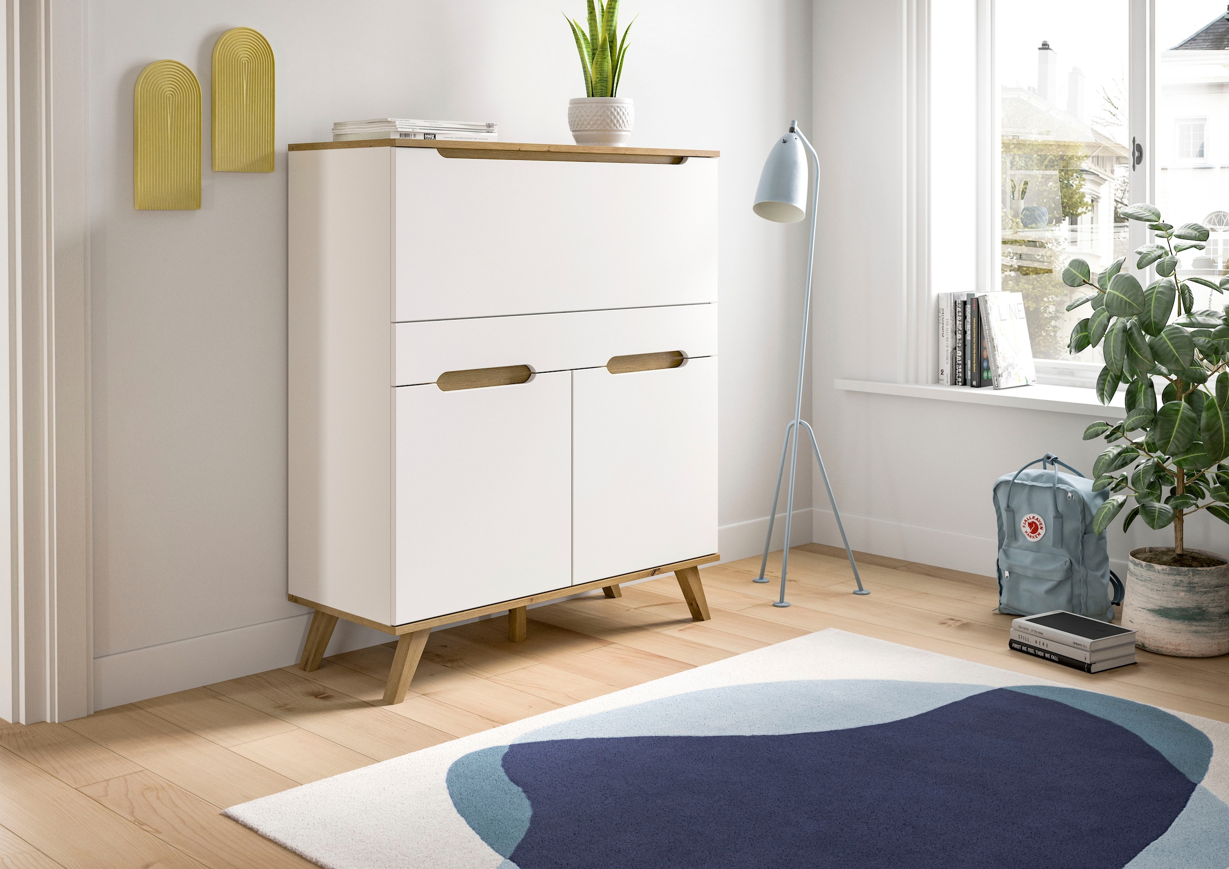 Home affaire Sekretär »Alesund, Höhe 118cm, 2 Türen, 1 Schubkasten,konische günstig online kaufen