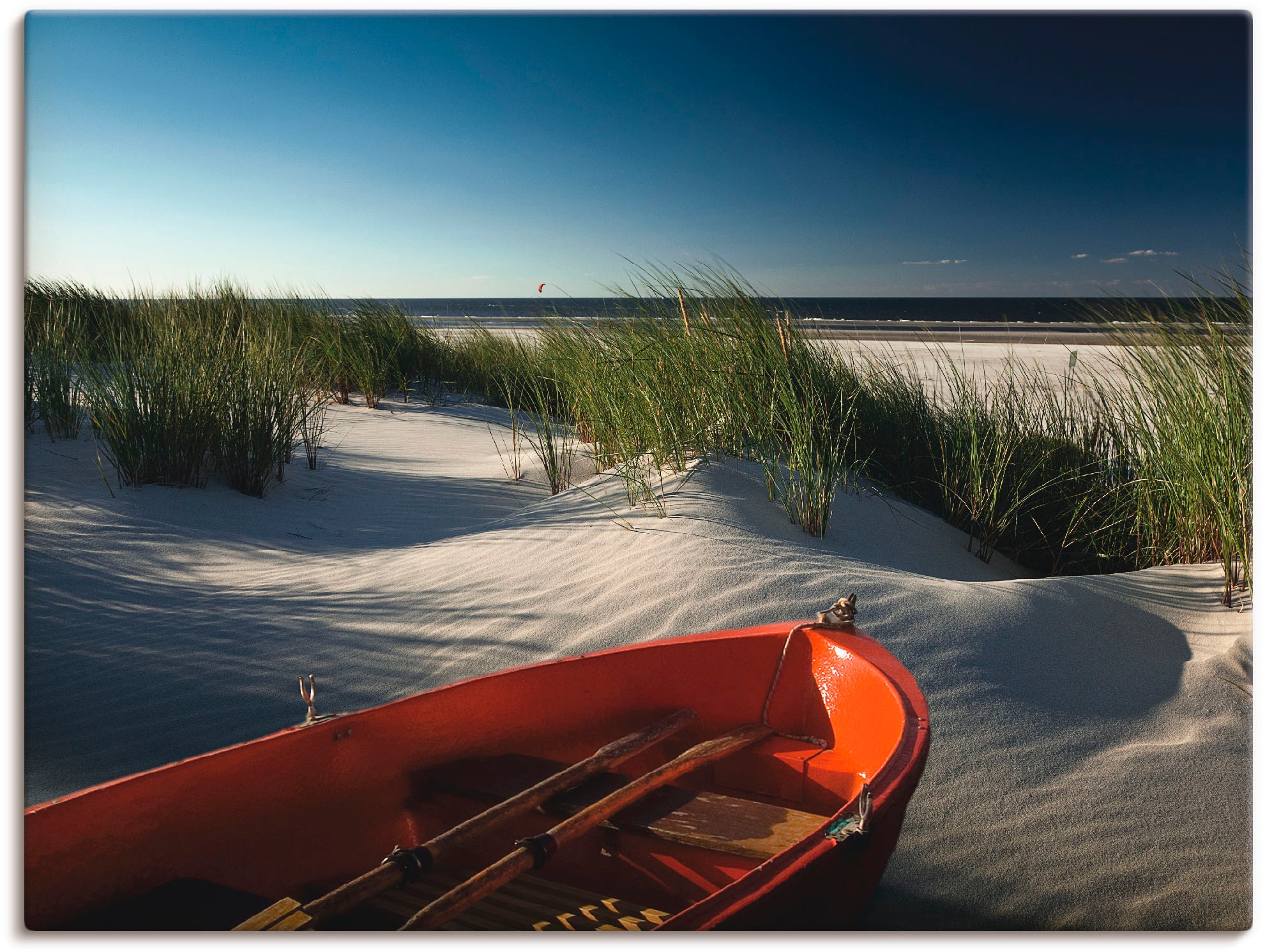 Artland Leinwandbild »Rotes Boot am Strand...« Boote & Schiffe 1 Stk. tlg. günstig online kaufen