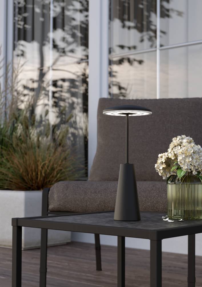 EGLO Tischleuchte »PICCOLA«, 1 flammig, Leuchtmittel LED-Modul | LED fest integriert, dimmbare Nachttischlampe, Metall in Schwarz, Lampe für Balkon, IP54