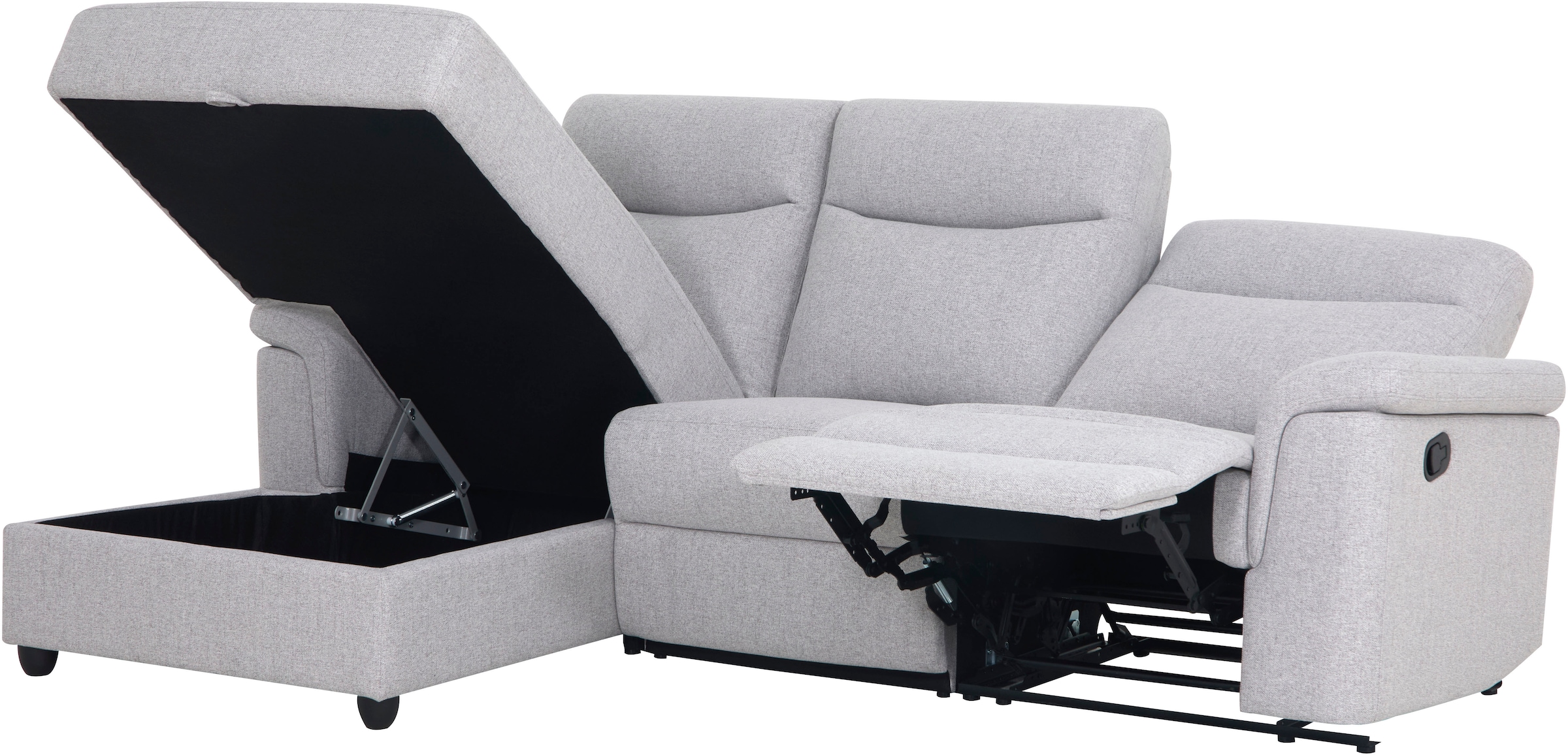 Home affaire Ecksofa »BRIONNE, L-Form, 255cm, manuelle u. elektrische Funktion (USB A/C),«, Liegefunktion, Stauraum, Federkernpolsterung, Webstoff