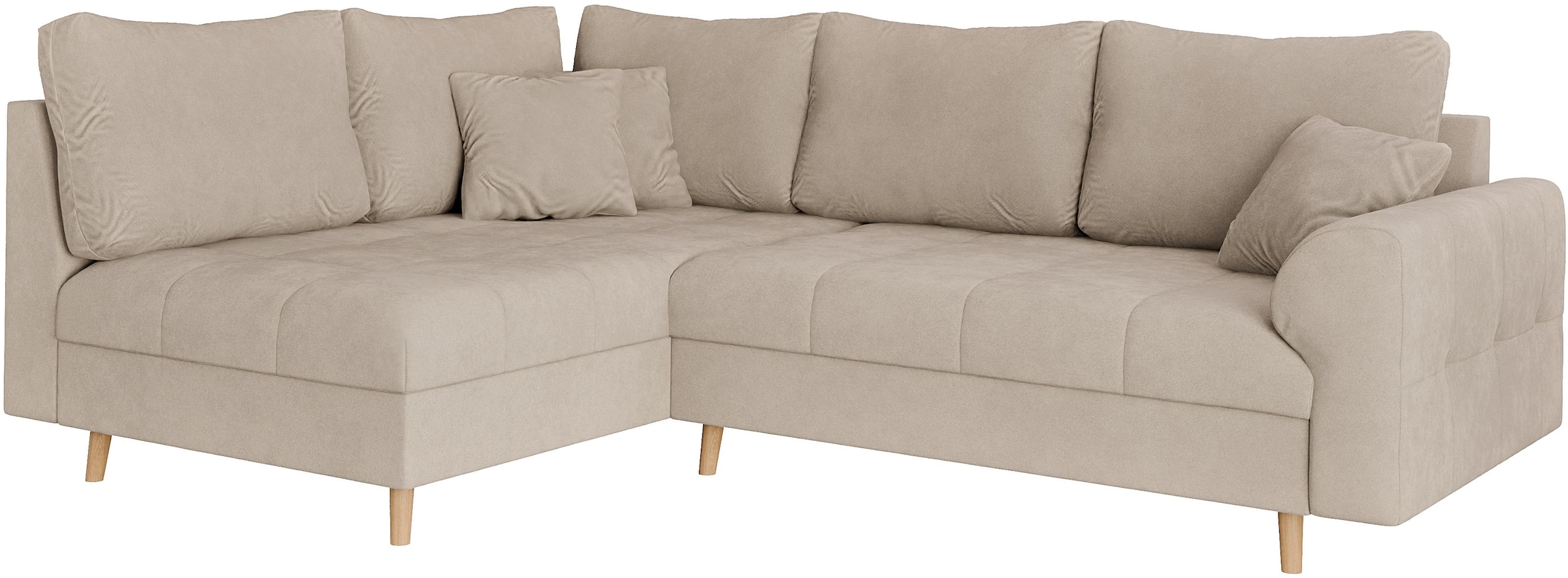 Home affaire Ecksofa »CHARRE L-Form mit Ottomane, Maße B/T/H: 231/161/81 cm«, feine Steppung, lose Rücken- und Zierkissen, auch in Cord und Bouclé