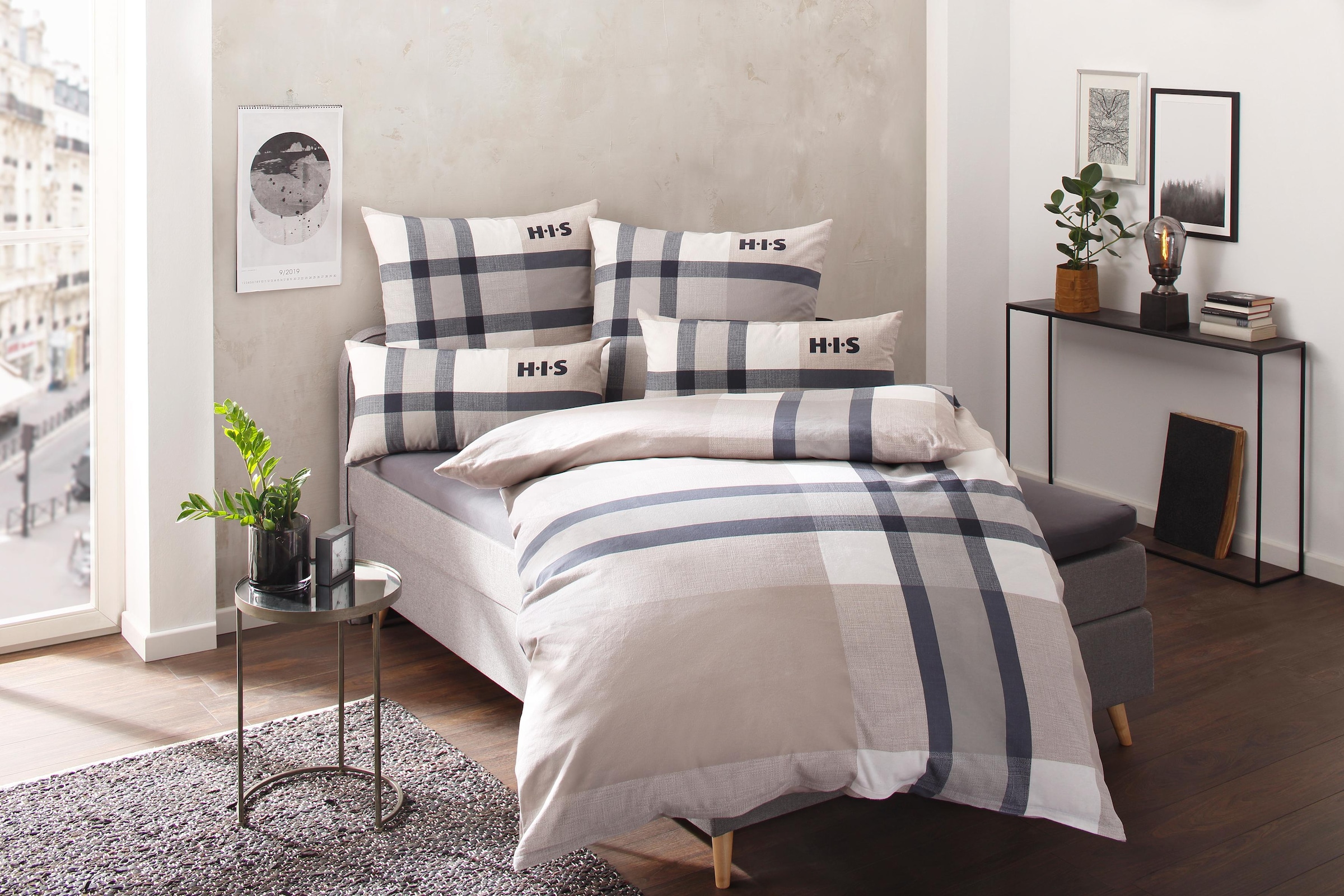 und by Bett- Bettwäsche bequem und OEKO-TEX® »Logan, 120 und aus Flächengewicht Renforcé 100% Kopfkissenbezug STANDARD g/m², Biber, in mit H.I.S, schnell atmungsaktiv, Marke den Reißverschluss. hergestellt H.I.S Qualitäten 100 Baumwolle, zertifiziert,