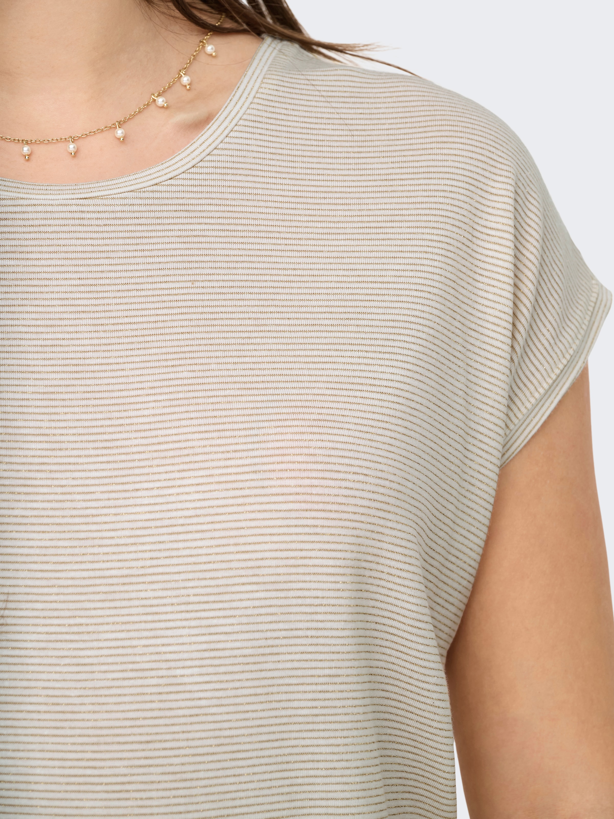 ONLY Kurzarmshirt »ONLCLAUDIA S/S GLITTER STRIPE TOP JRS«