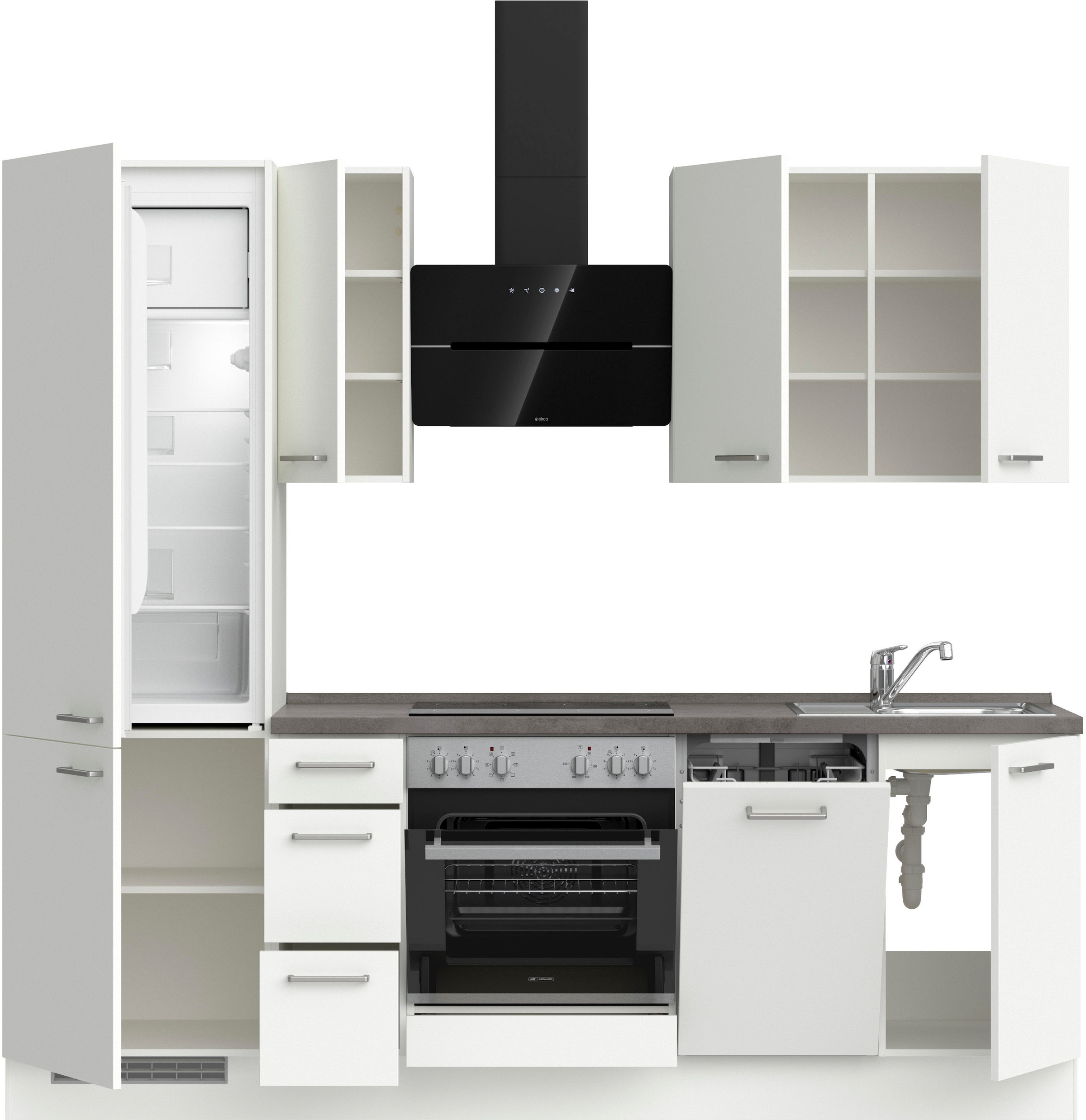 nobilia® Küchenzeile »"Touch II"«, vormontiert, Ausrichtung wählbar, Breite 240 cm, wahlw. mit E-Geräten