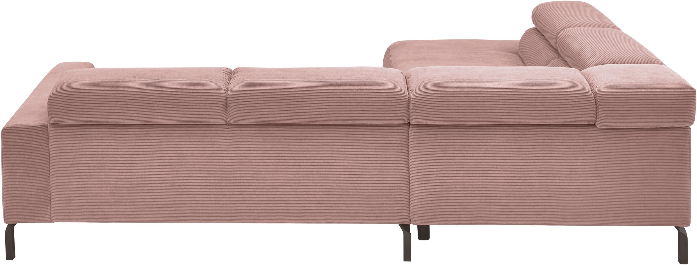 Places of Style Ecksofa »Antonelli, L-Form, inkl. Kopfteilverstellung, Breite 276 cm«, mit elektrischer Sitztiefenverstellung, in Feincord, altrosa