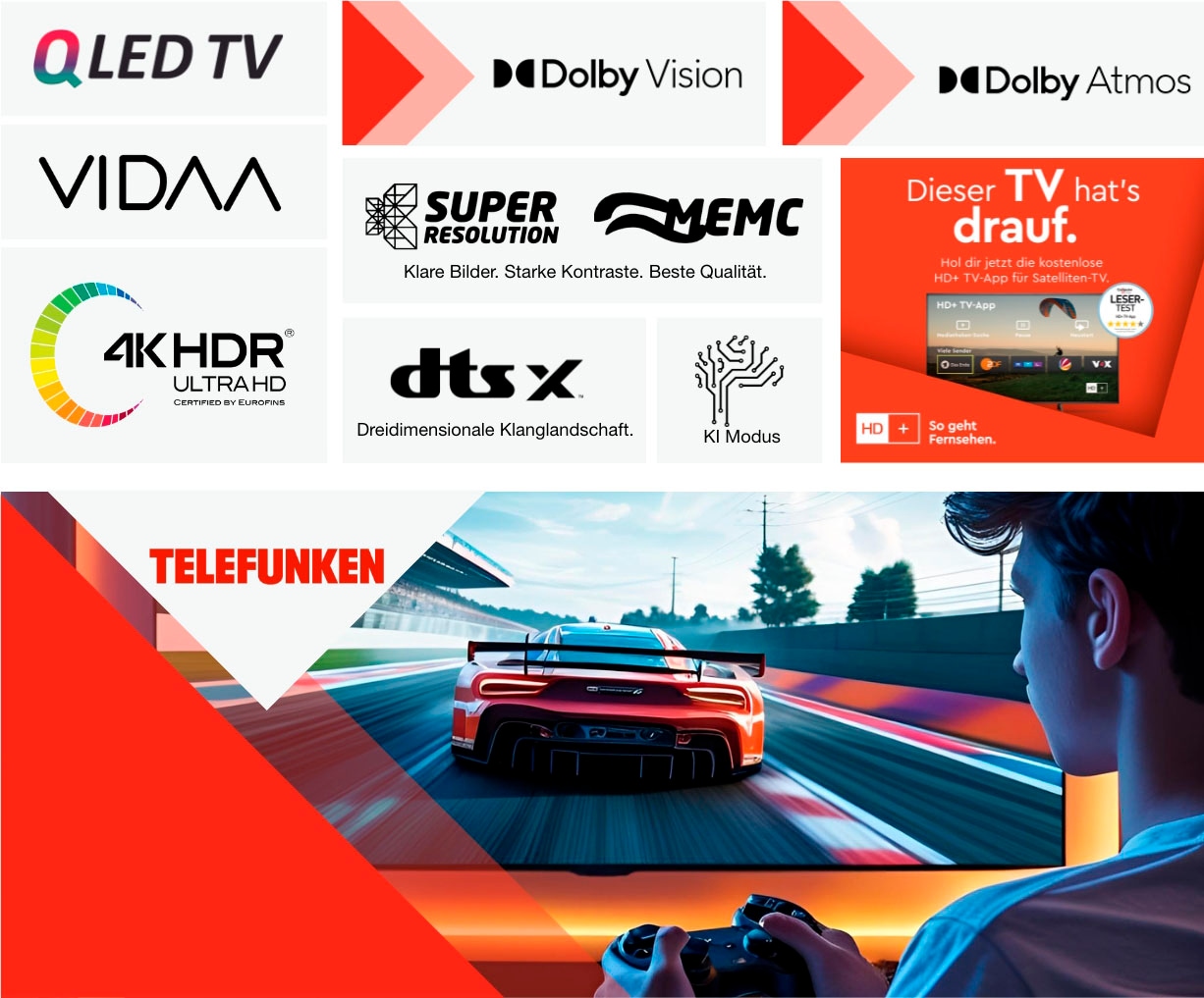 Telefunken LED-Fernseher »D50U975M8CWI«, 4K Ultra HD, Smart-TV