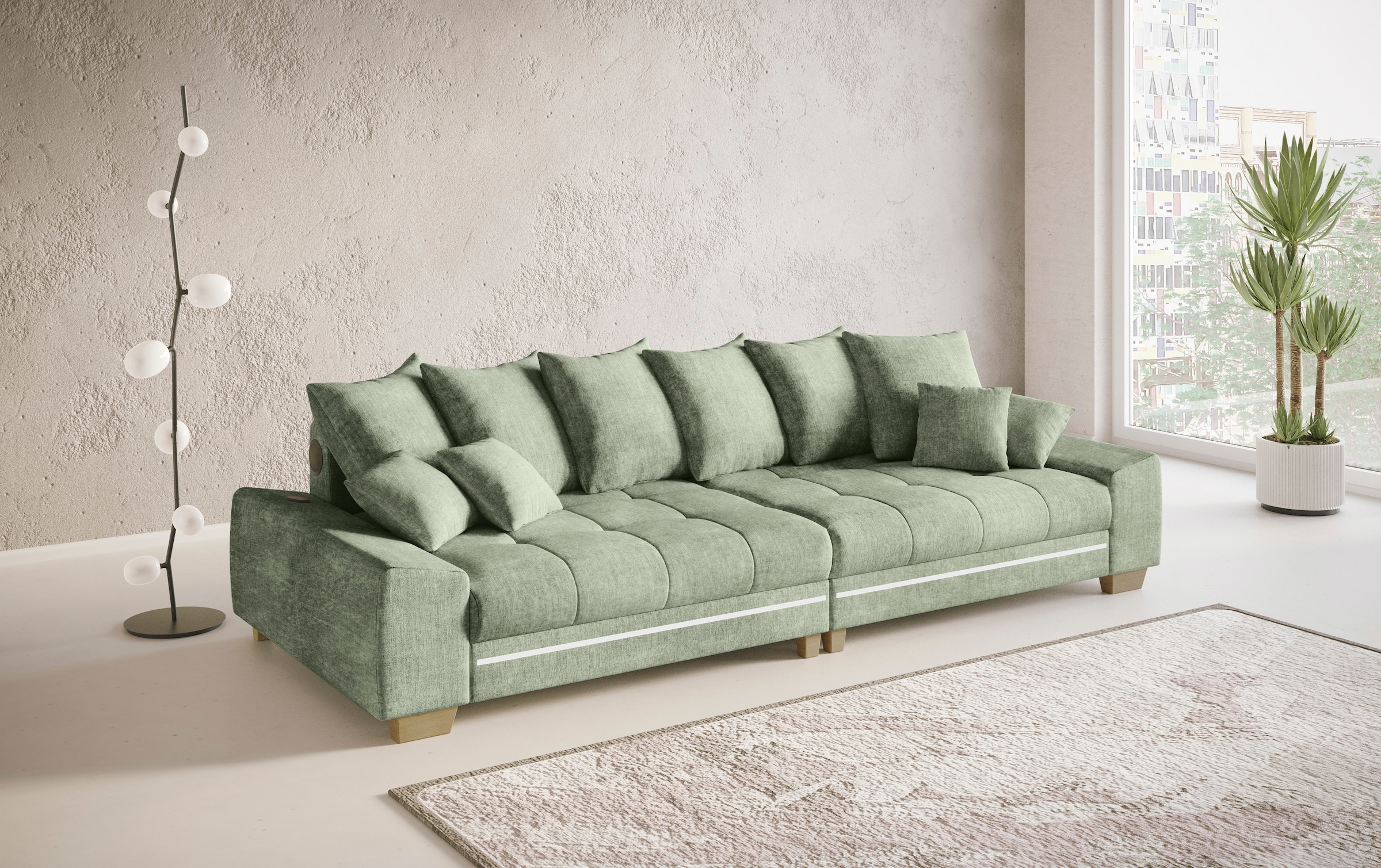 Mr. Couch Big-Sofa »Nikita II«, RGB-LED, Bluetooth-Soundsystem, wahlweise mit Kaltschaum