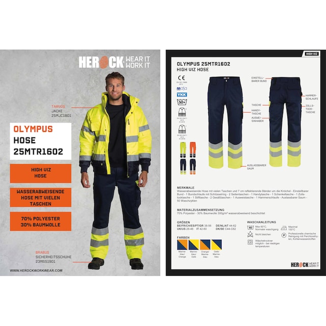 Herock Arbeitshose »Olympus Hochsichtbar Hose«, HIGH VIZ EN ISO  20471:2013+A1:2016, verschiedene Farben online kaufen