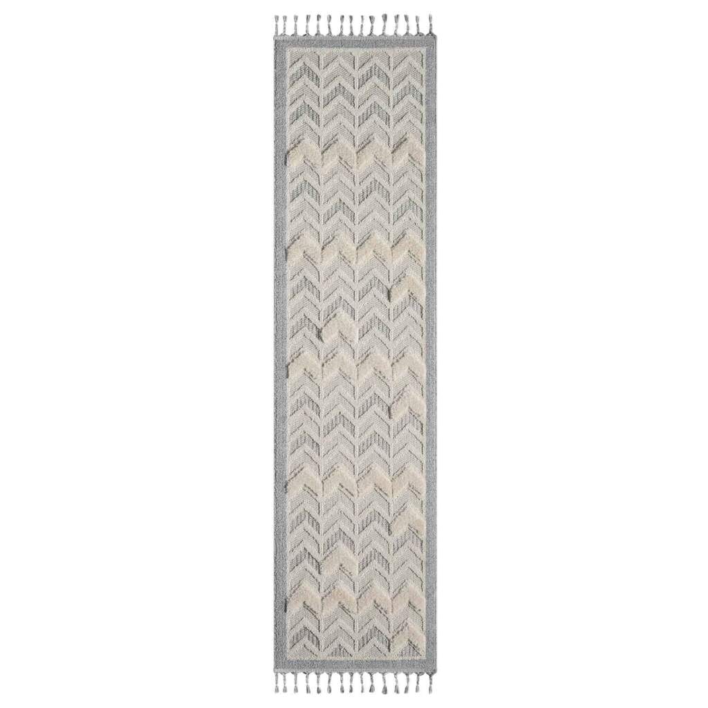 Carpet City Hochflor-Teppich »VALENCIA 920«, rechteckig, 20 mm Höhe, Läufer, Boho-Stil, Hochtief-Muster/ 3D-Effekt, mit Fransen